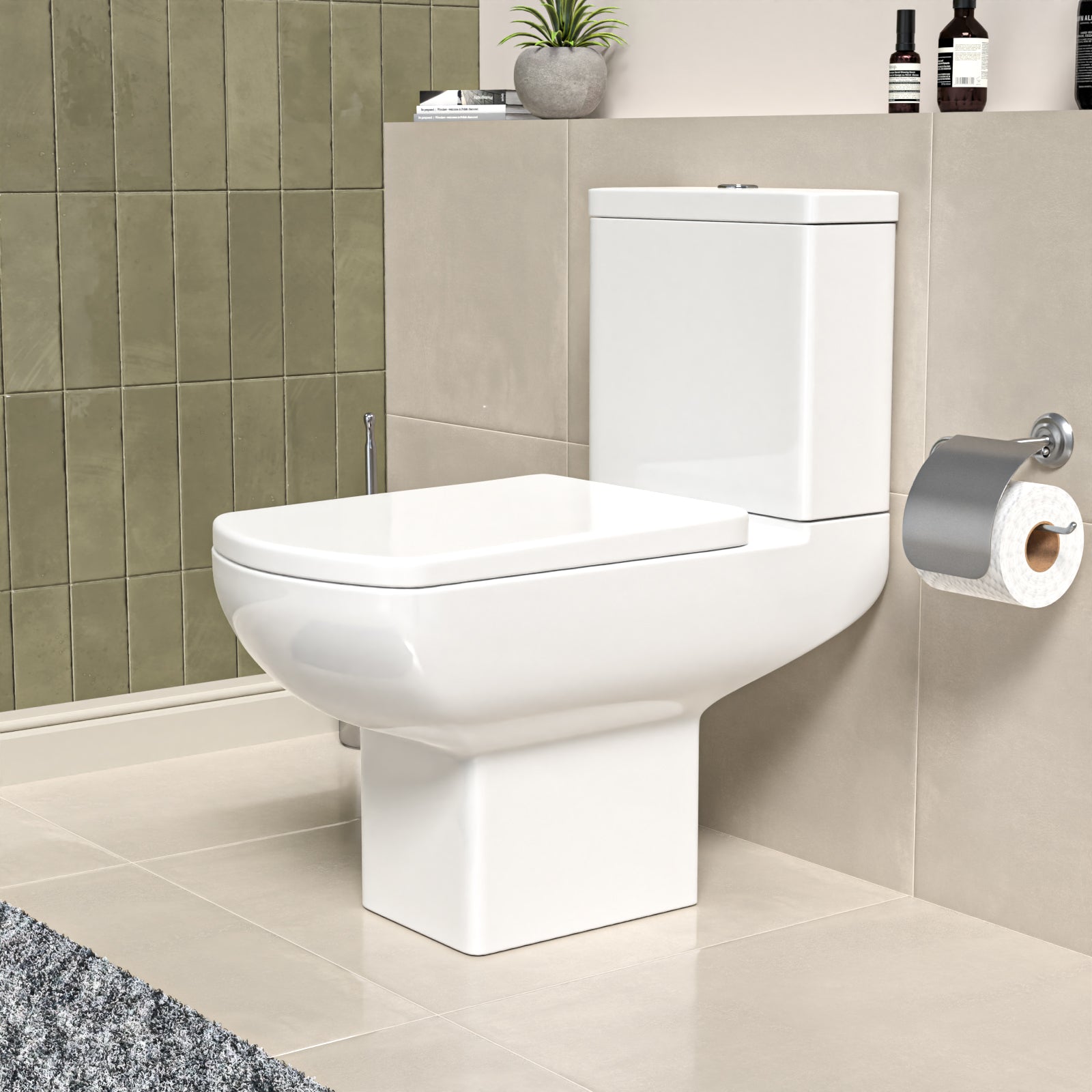 Rimless Close Coupled Toilet With Seat & Cistern