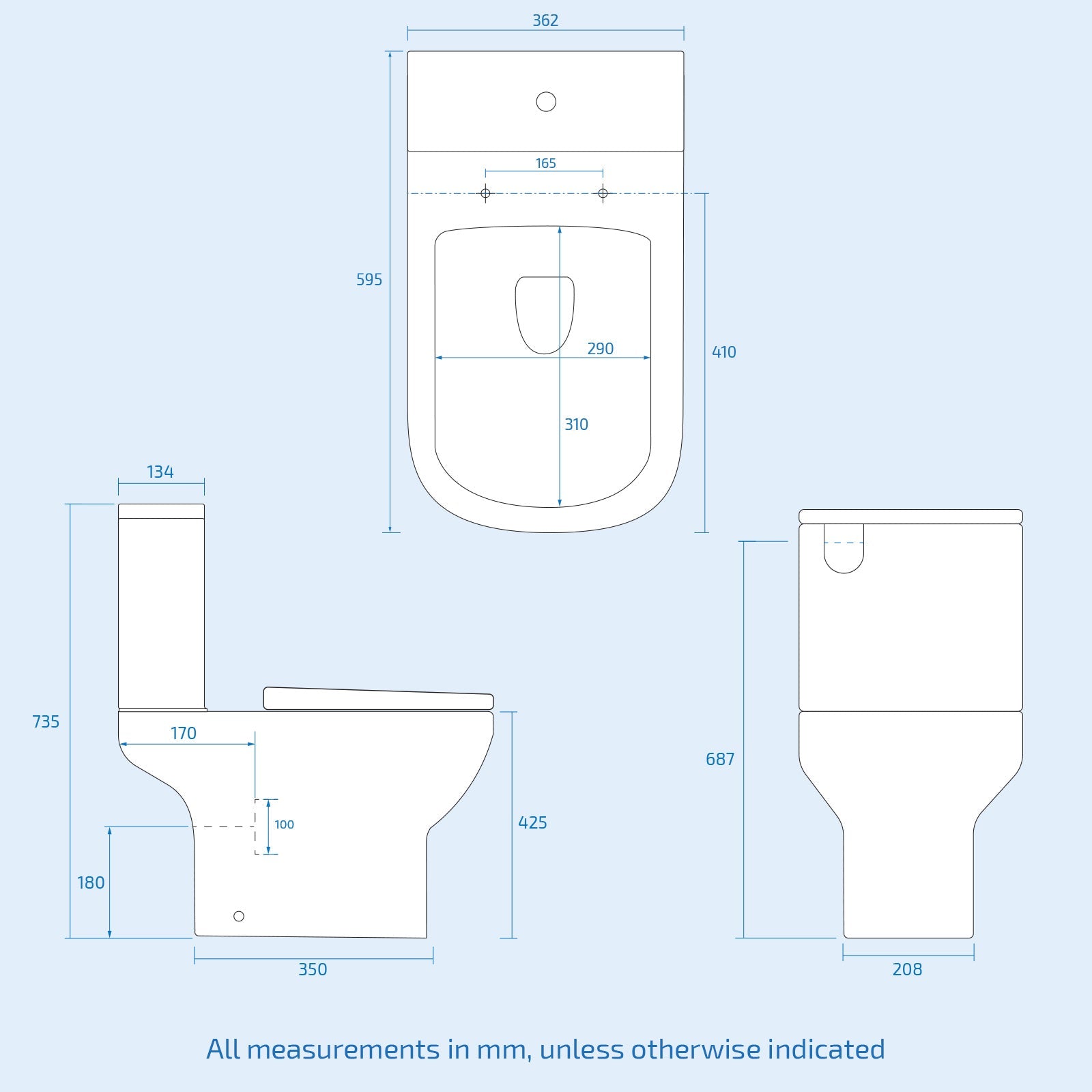 Ellen 550mm White Basin Vanity & Square Rimless Close Coupled Toilet