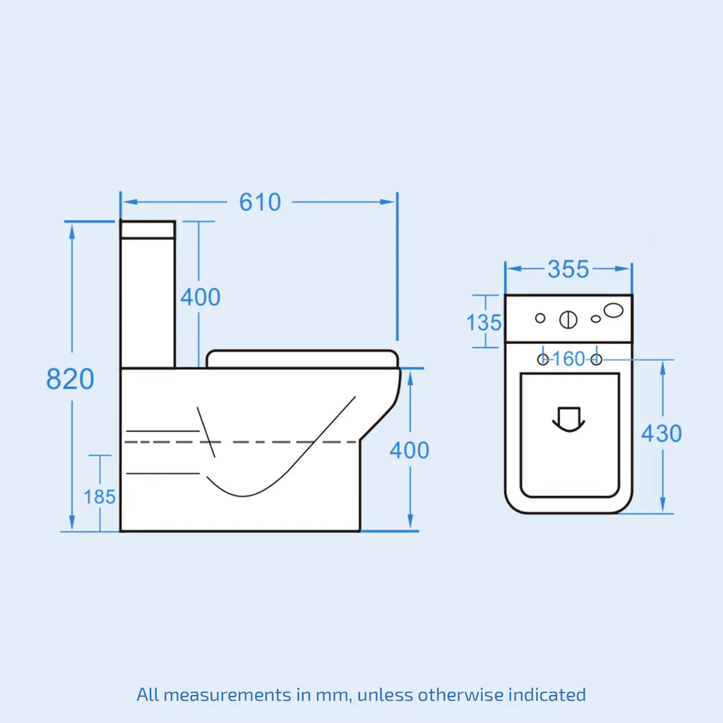 Oxford Square Rimless Close Coupled Toilet With Seat & Cistern