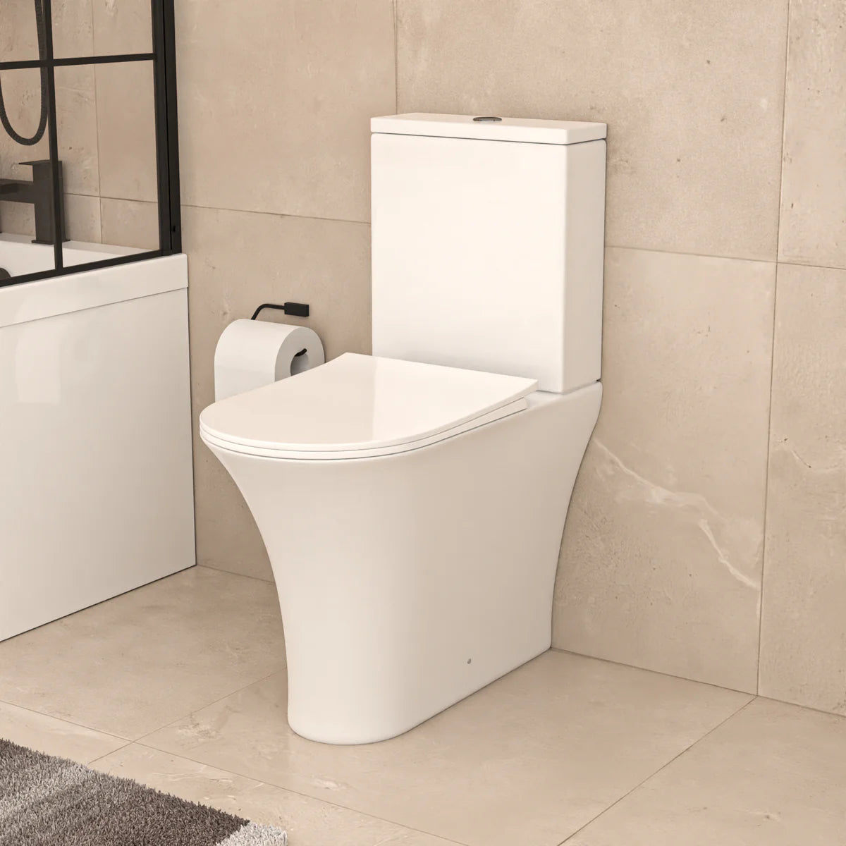White Comfort Height Soft Close Round Rimless Close Coupled Toilet
