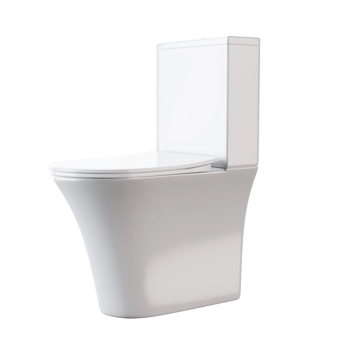 White Rimless Soft Close Round Close Coupled Toilet