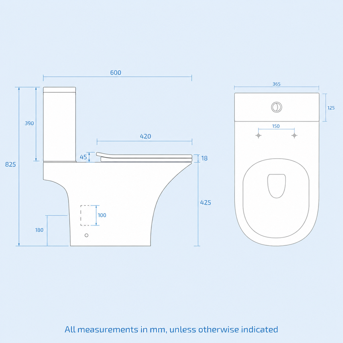 White Close Coupled Rimless Round Toilet Soft Close Seat