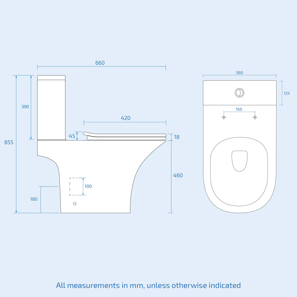 Modern Rimless Comfort Height Close Coupled Toilet Pan Seat