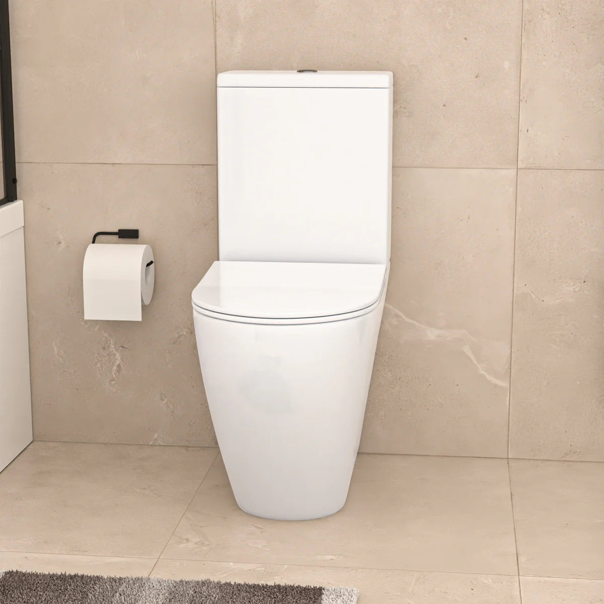 White Comfort Height Soft Close Round Rimless Close Coupled Toilet