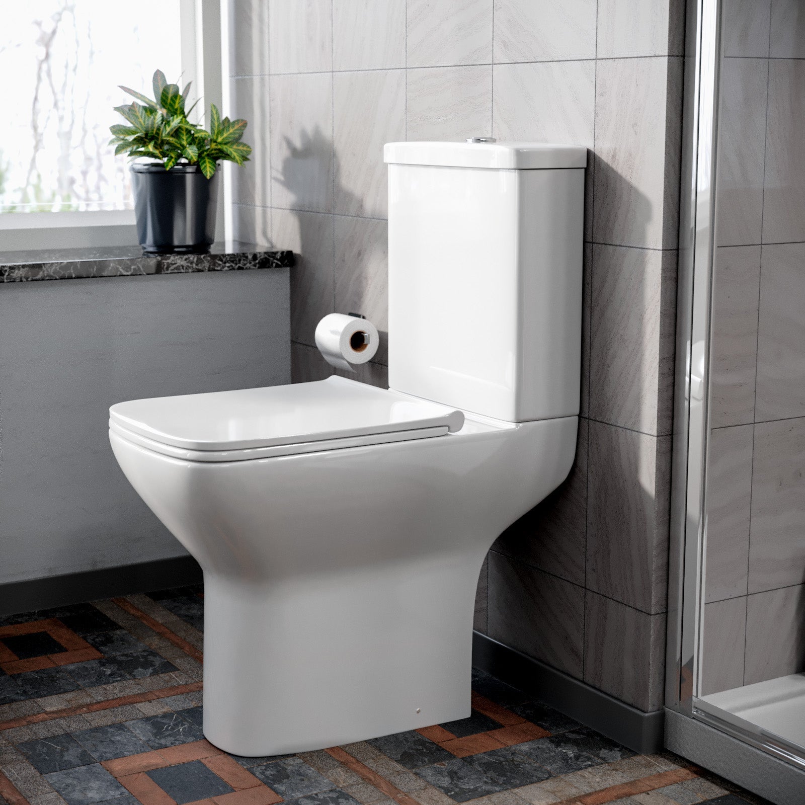 Ari Comfort Height Close Coupled WC Toilet Cistern & Soft Close Seat