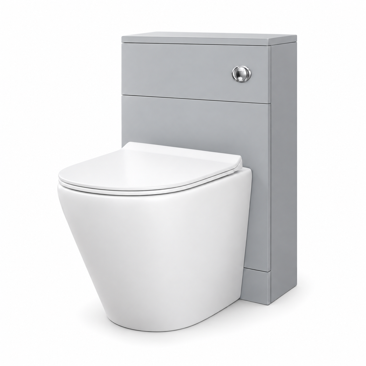 500mm Matt Grey WC Unit with Back To Wall Rimless Toilet