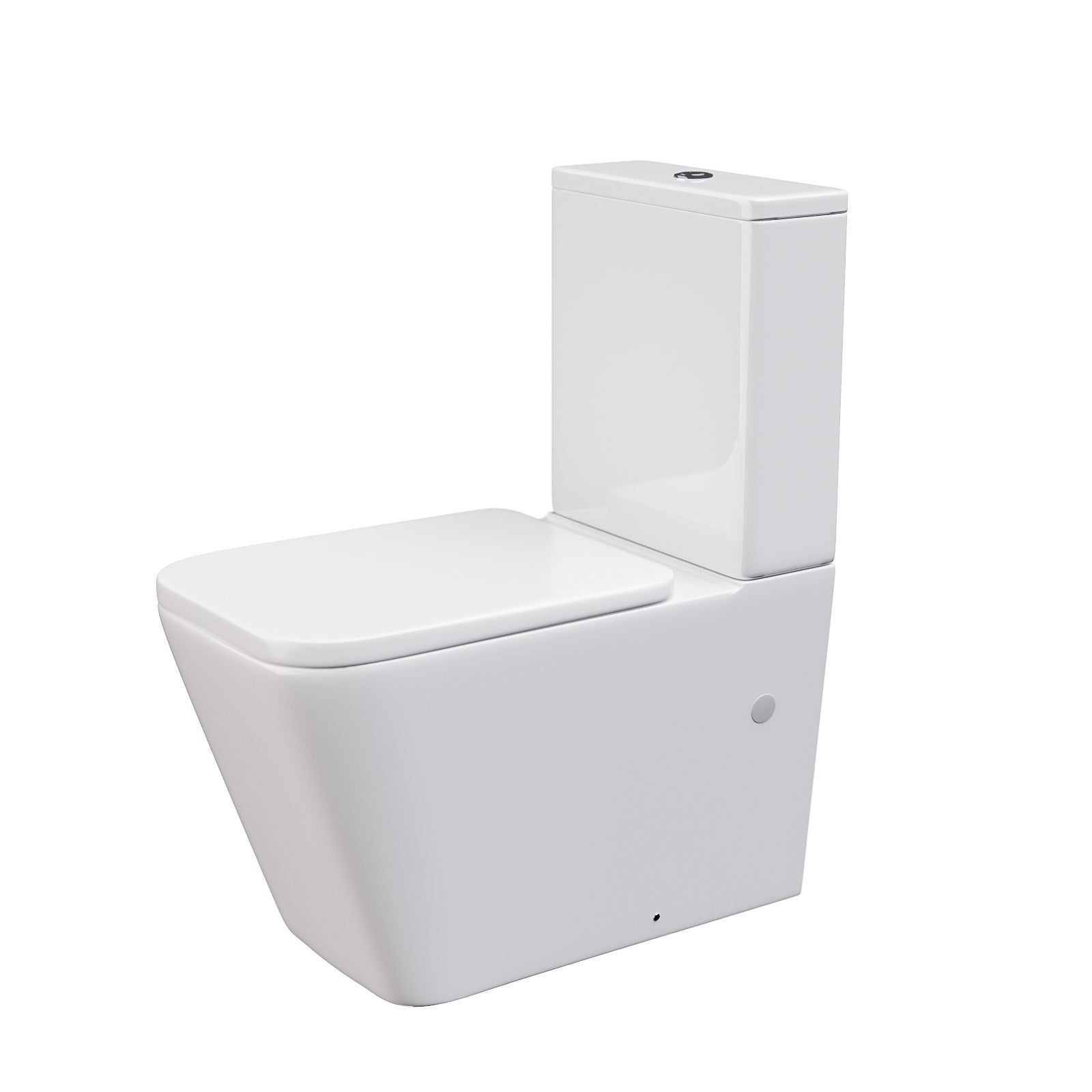 Modern Square Rimless Closed Coupled WC Toilet with Seat and Cistern