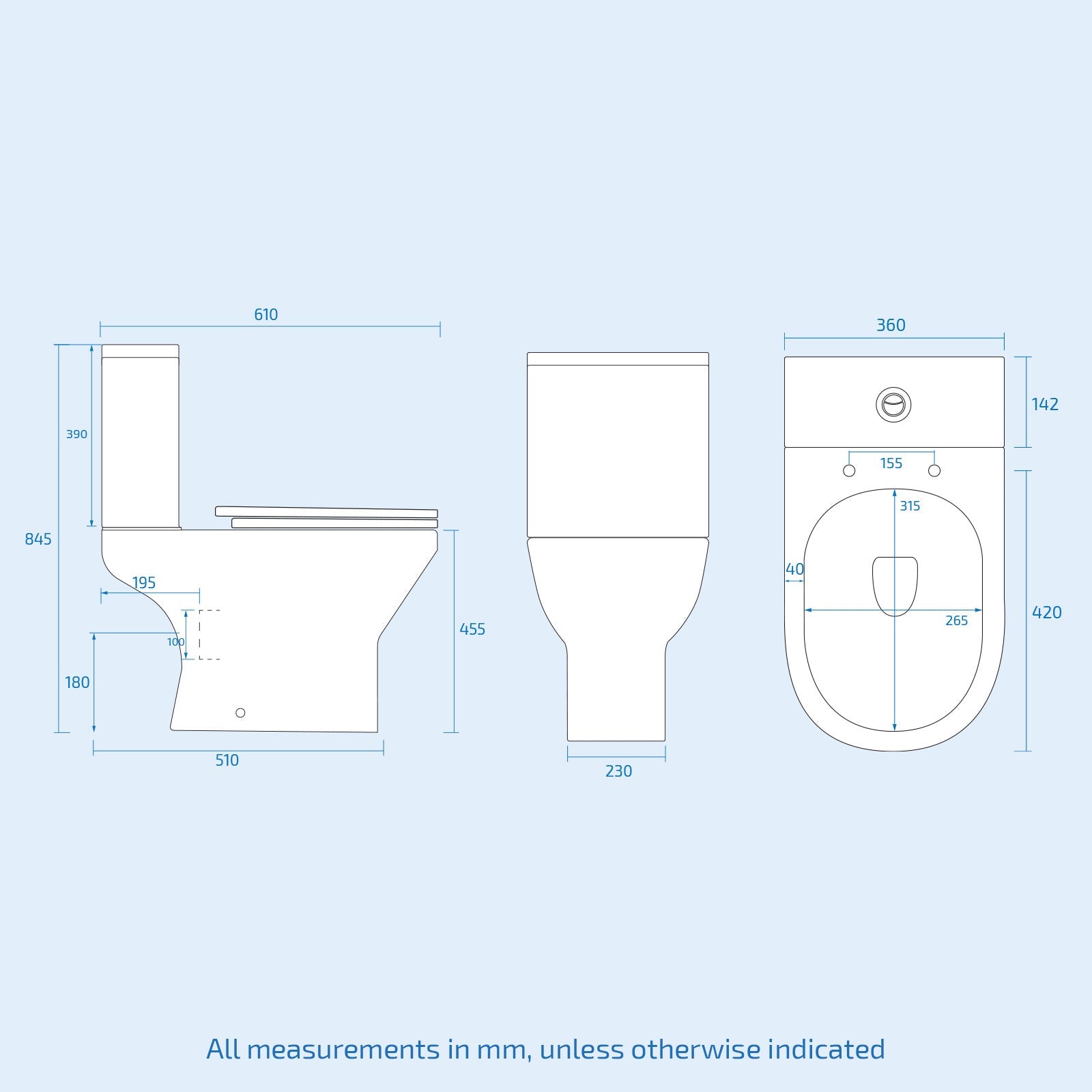 Regis Comfort Height Rimless Close Coupled Toilet Pan, Cistern & Toilet Seat