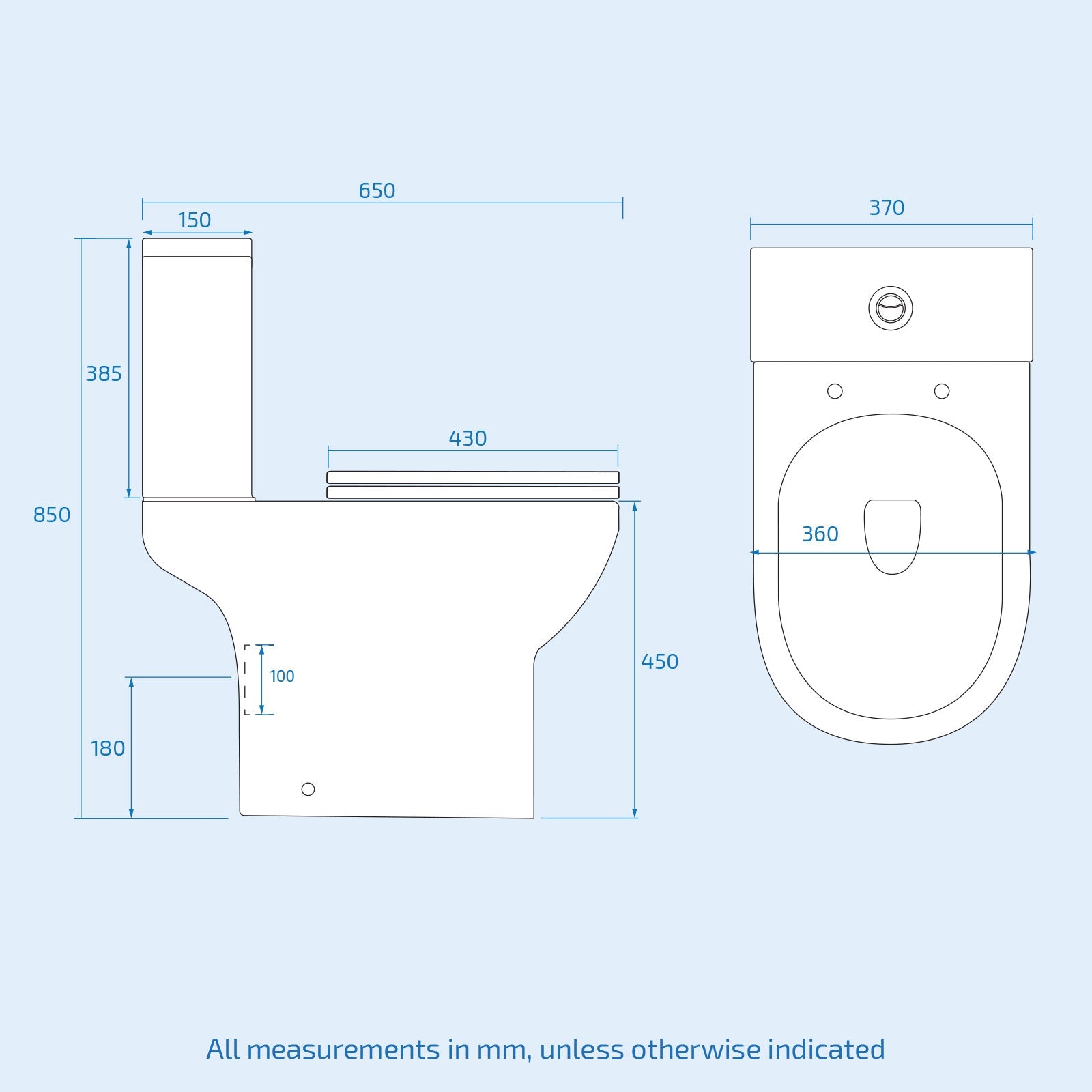 Modern Comfort Height Close Coupled Toilet Cistern & Soft Close Seat