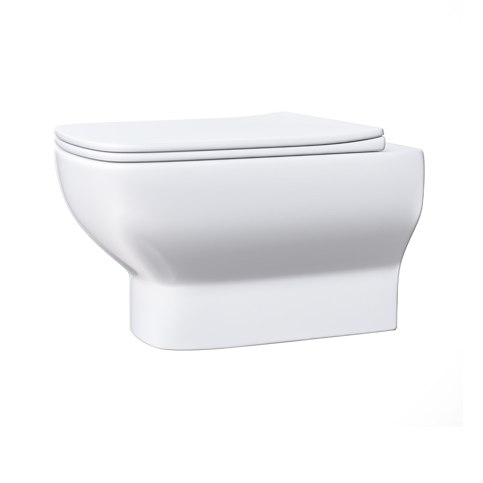 Warley Rimless Square Wall Hung Toilet Pan with Soft Close Toilet Seat White