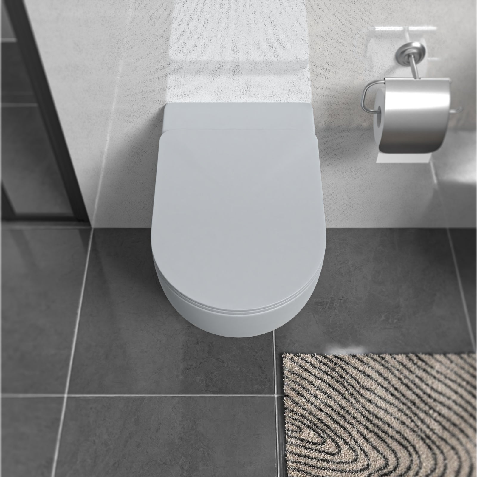 Tornado Flush Round Matte Grey Wall Hung Rimless Toilet With Soft Close Seat