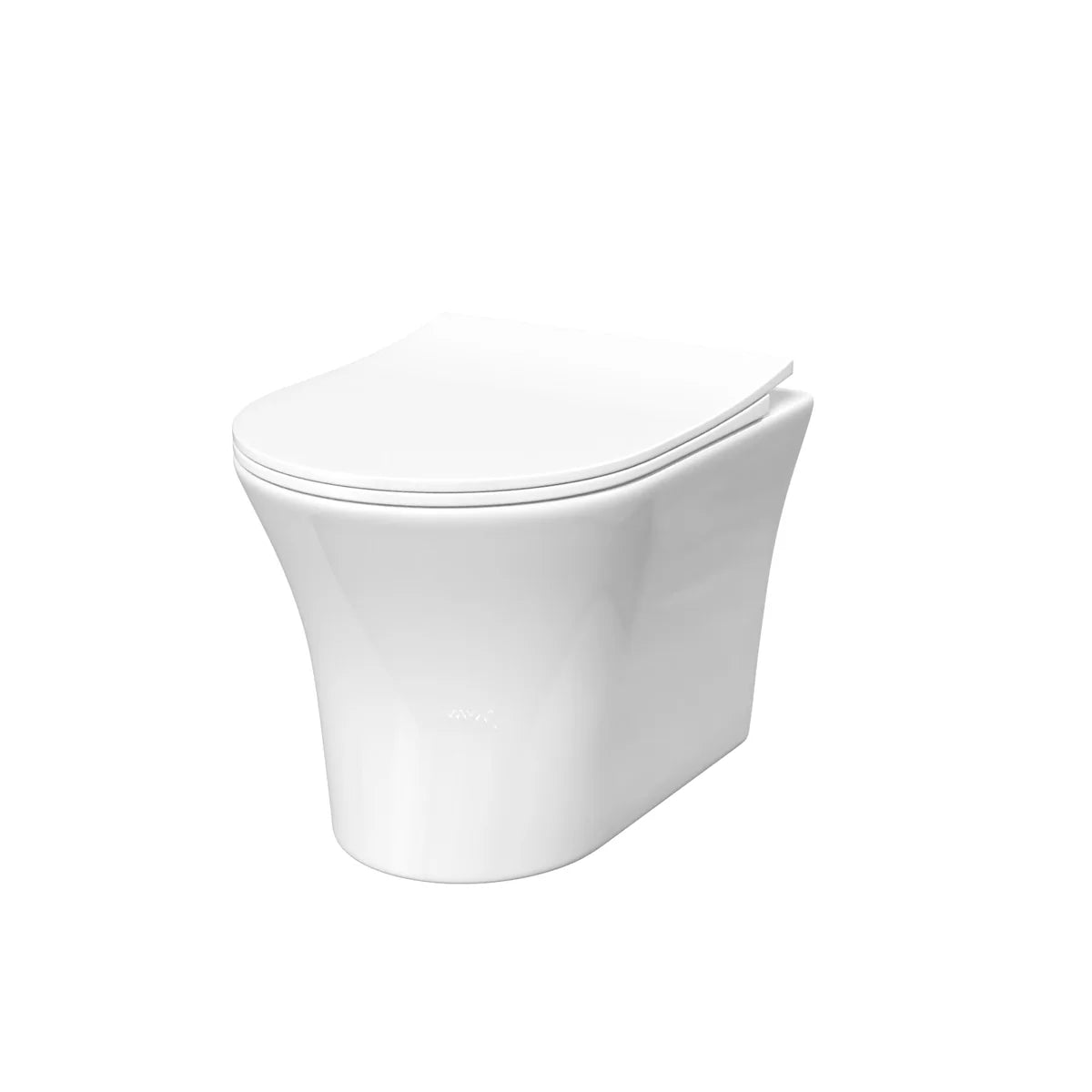 White Rimless Soft Close Round Wall Hung Toilet Pan Seat
