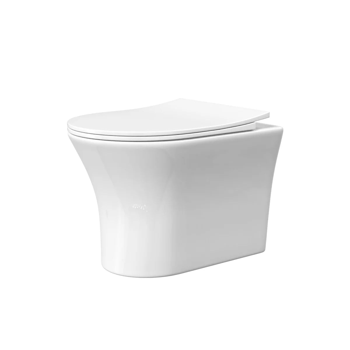 White Rimless Soft Close Round Wall Hung Toilet Pan Seat
