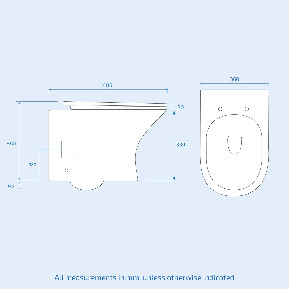 White Rimless Soft Close Round Wall Hung Toilet Pan Seat