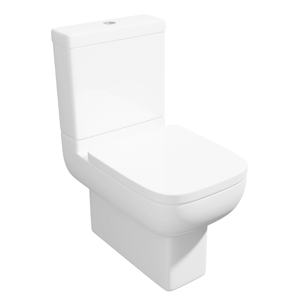 Kartell Options 600 White Close to Wall Rimless Close Coupled Square Toilet with Cistern & Soft Close Seat
