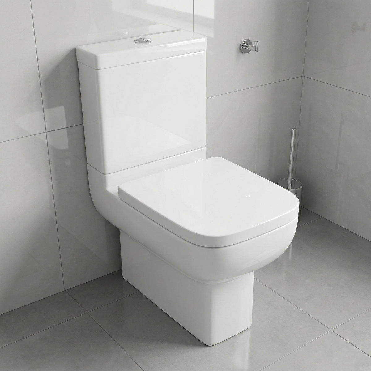 Kartell Options 600 White Close to Wall Rimless Close Coupled Square Toilet with Cistern & Soft Close Seat