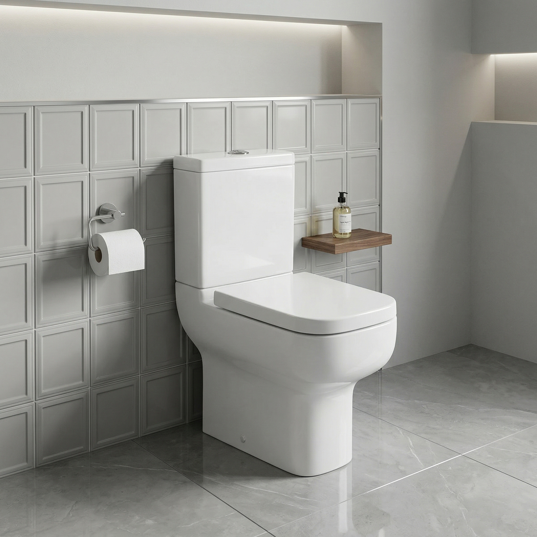 Kartell Options 600 White Comfort Height Close Coupled Rimless Square Toilet with Cistern & Soft Close Seat