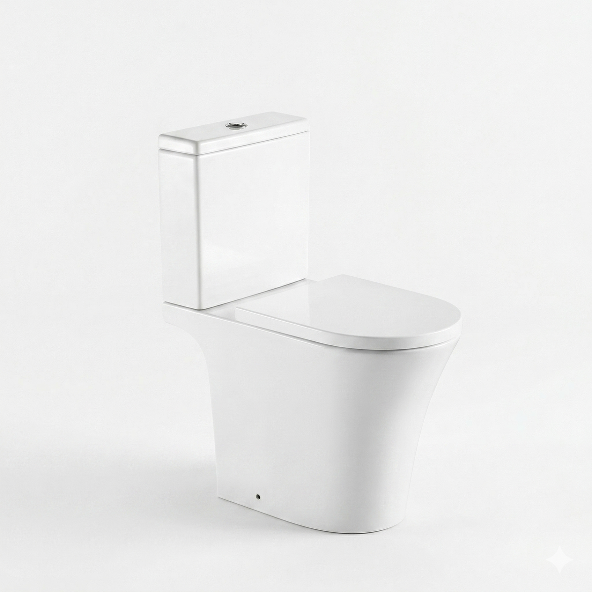Kartell Kameo White Comfort Height Close Coupled Rimless D Shape Toilet with Cistern & Soft Close Seat