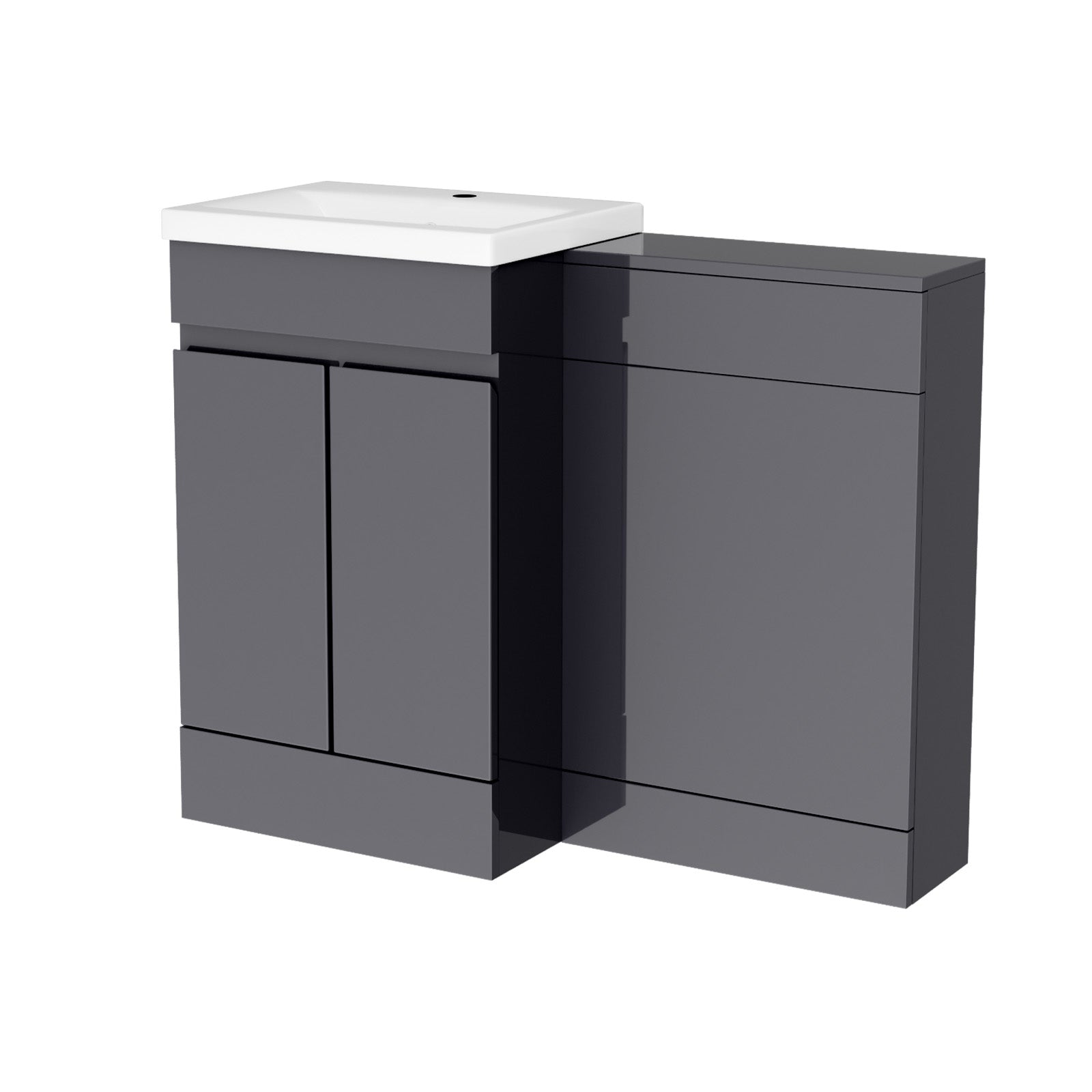 Alaska Dark Grey Freestanding PVC 500mm 2 Doors Vanity & WC Unit