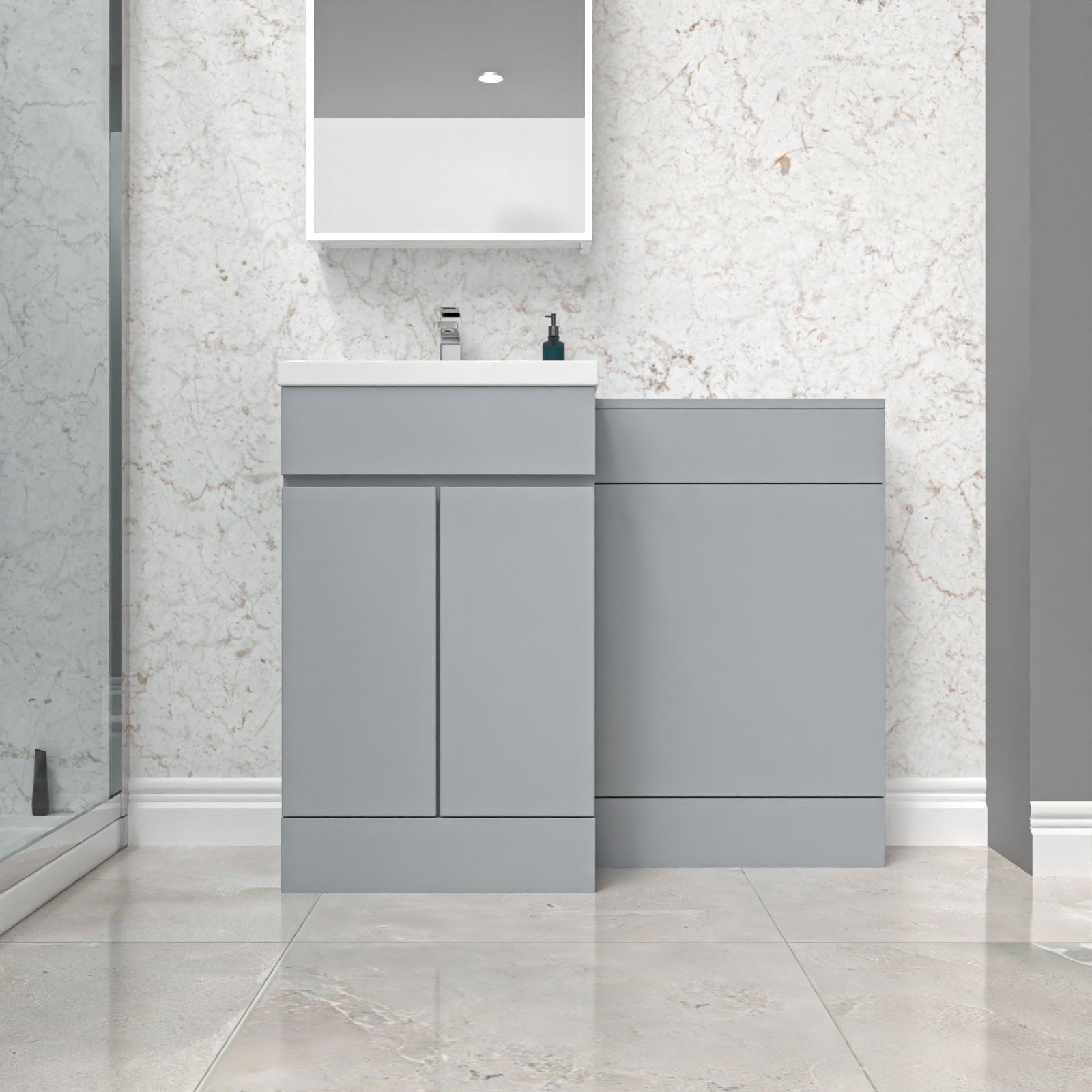 Alaska Matte Grey Freestanding PVC 500mm 2 Doors Vanity & WC Unit