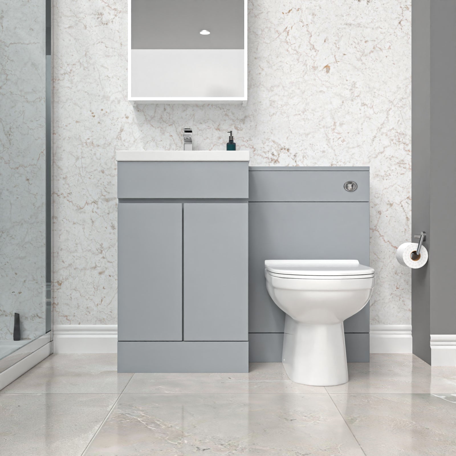 Matte Galaska Matte Grey Freestanding PVC 500mm 2 Doors Vanity & WC Unit & BTW Toiletrey Freestanding PVC 500mm 2 Doors Vanity & WC Unit & BTW Toilet