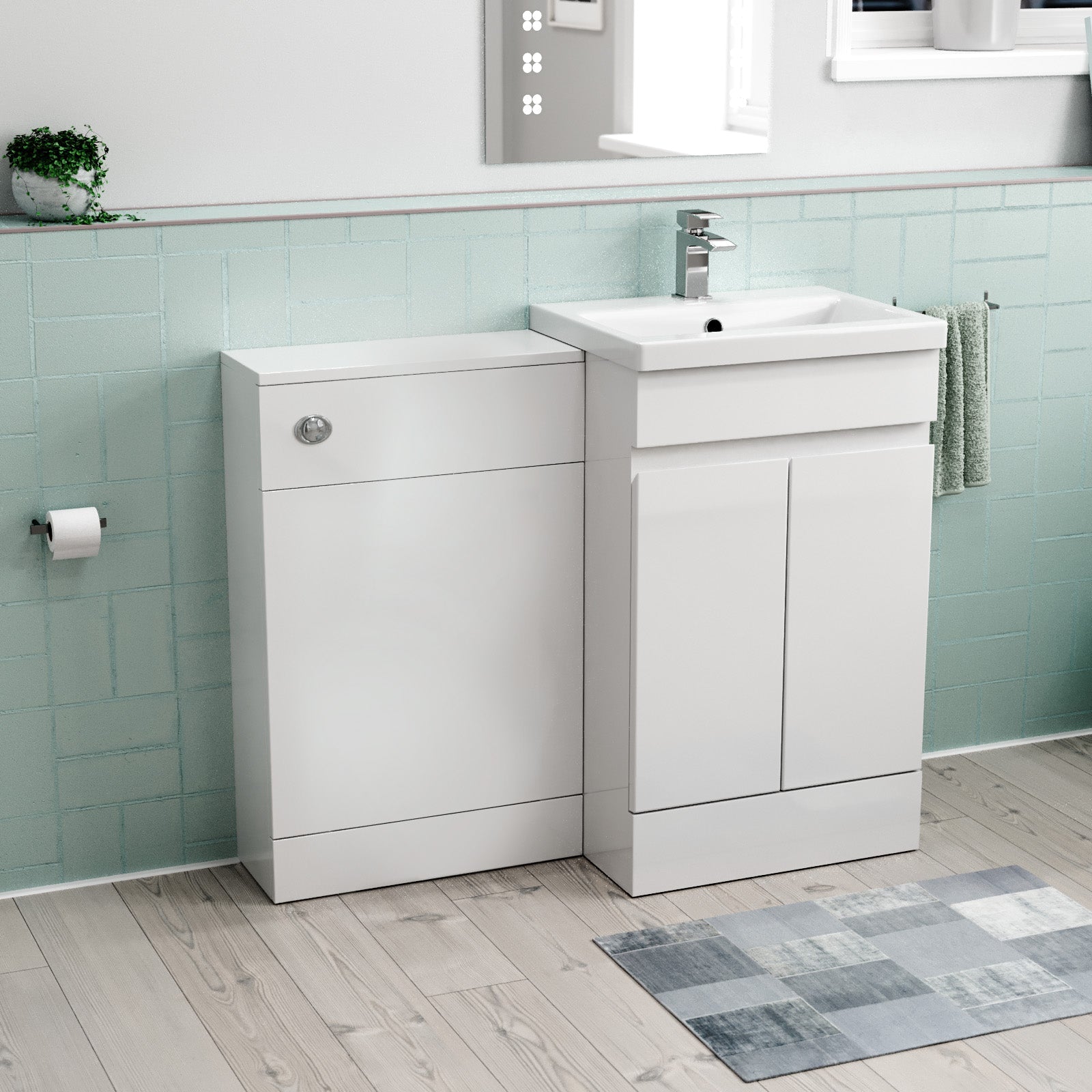 Alaska White Freestanding PVC 500mm 2 Doors Vanity & WC Unit