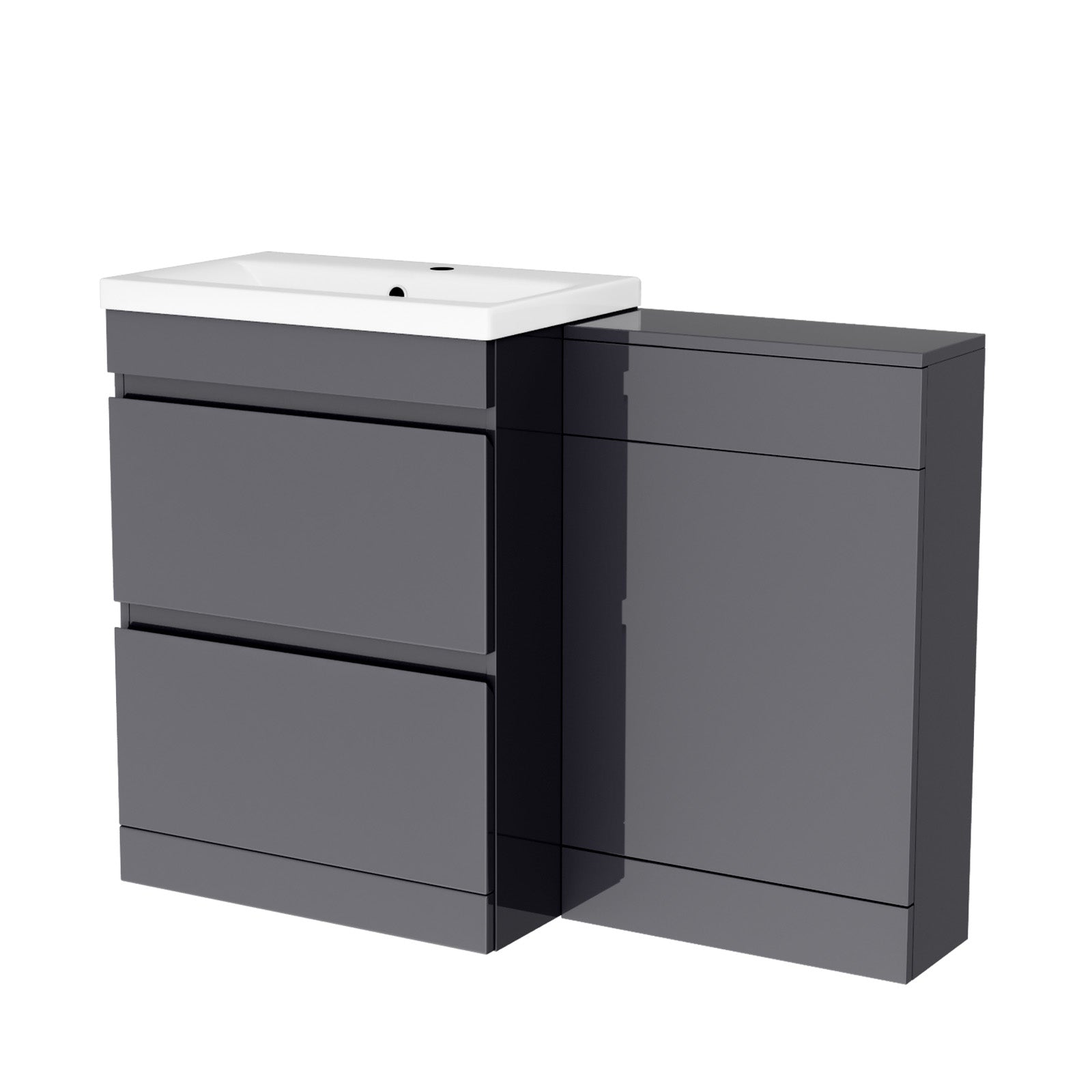 Alaska Dark Grey Freestanding PVC 600mm 2 Drawers Vanity & WC Unit