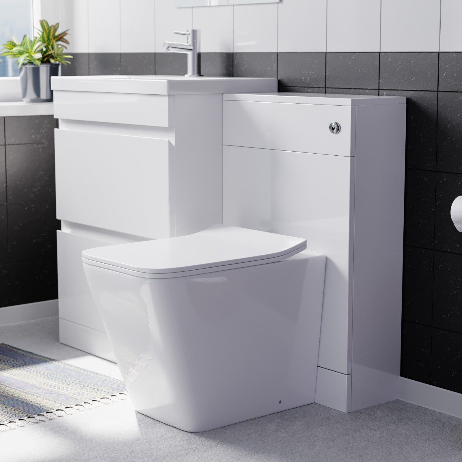 Alaska PVC White Freestanding 600mm 2 Drawers Vanity & WC Unit & BTW Toilet