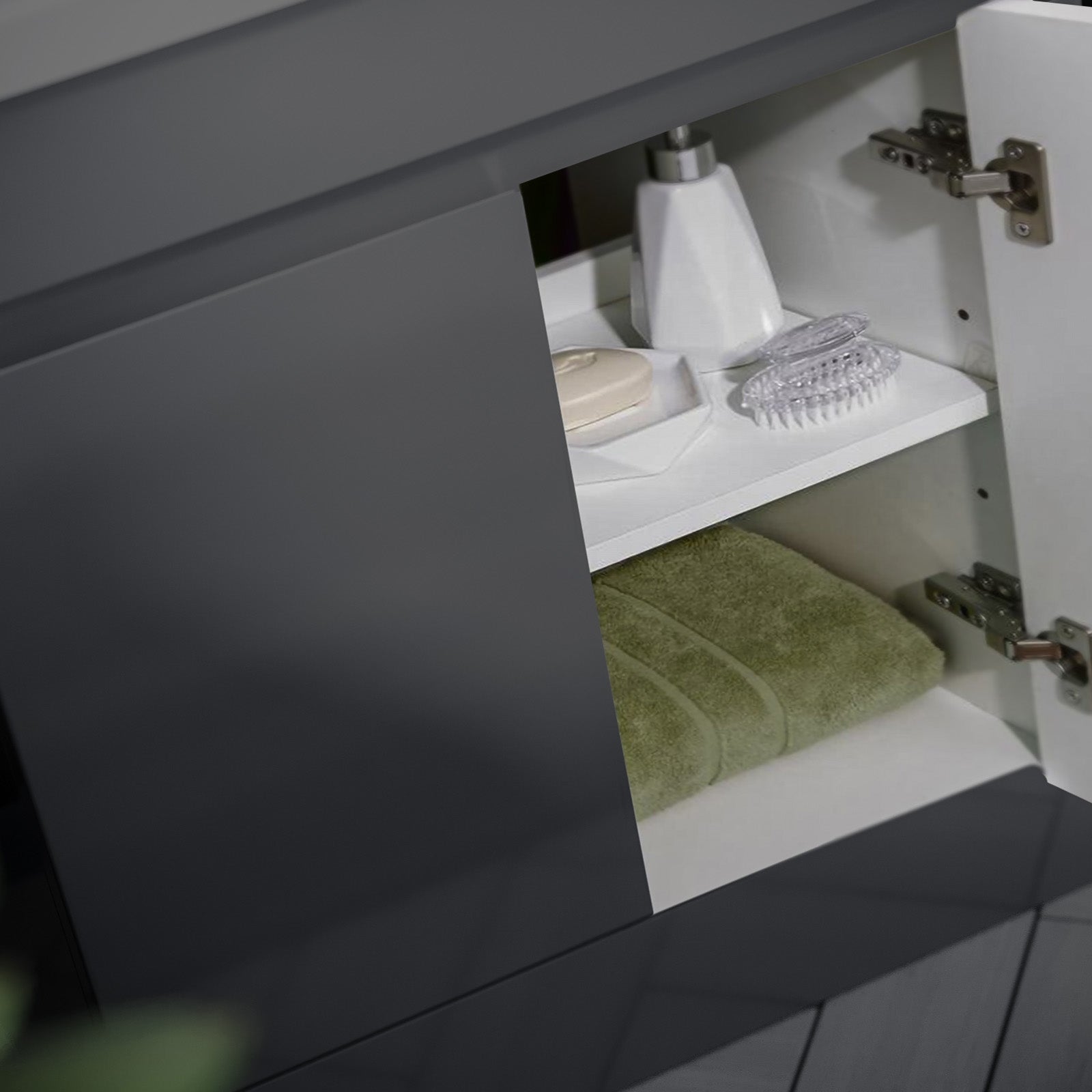 Alaska Dark Grey Freestanding PVC 600mm 2 Doors Vanity & WC Unit