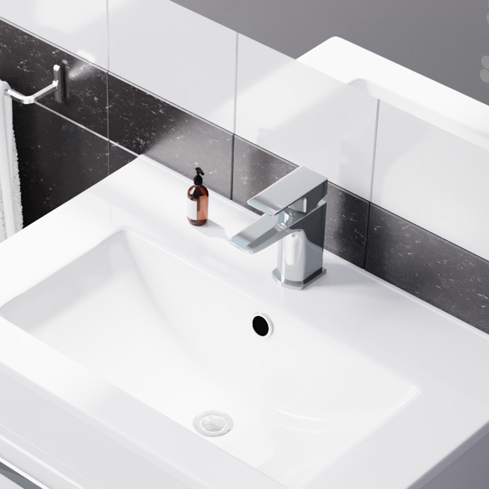 Alaska White 600mm PVC Freestanding Bathroom Slim Basin Vanity Unit