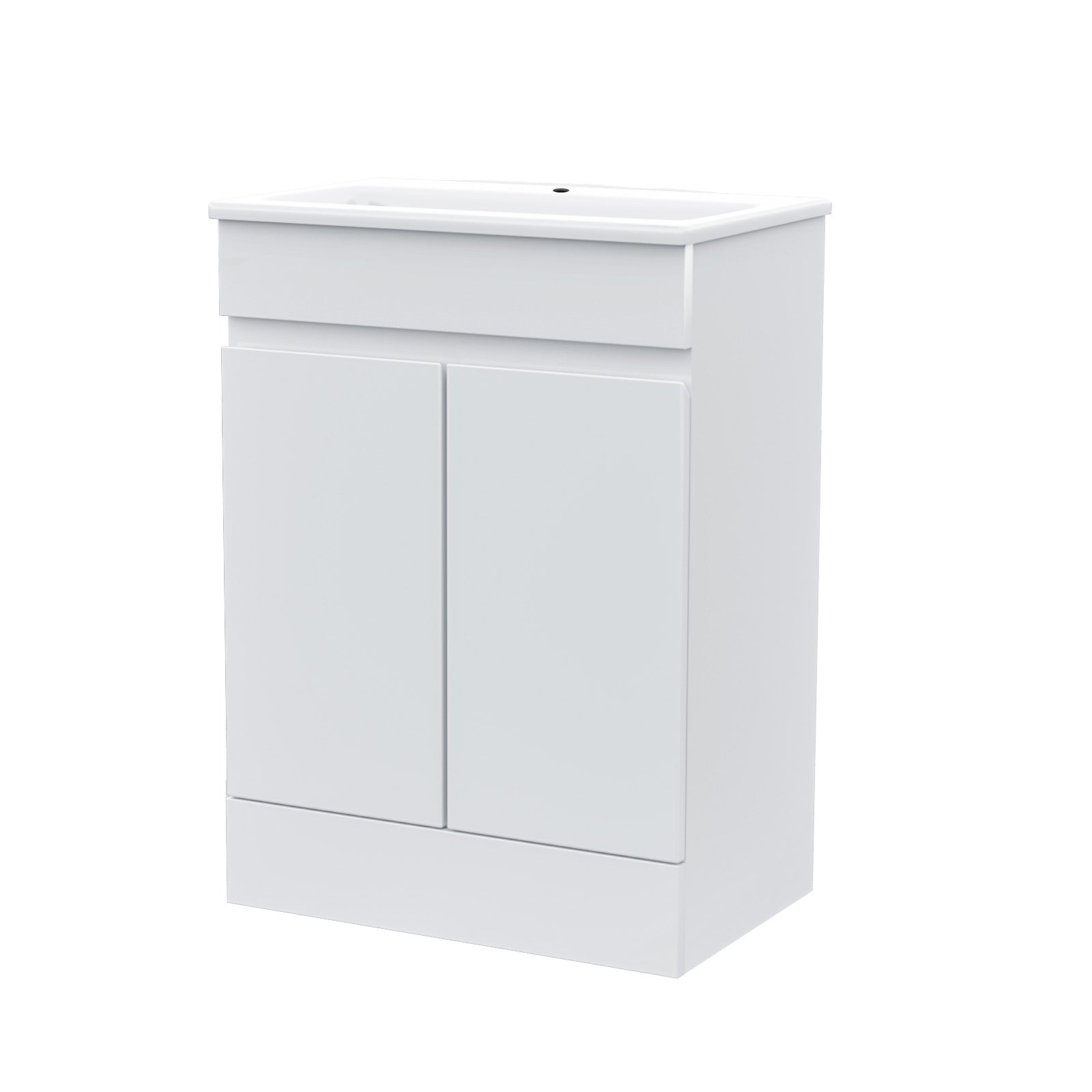 Alaska White 600mm PVC Freestanding Bathroom Slim Basin Vanity Unit