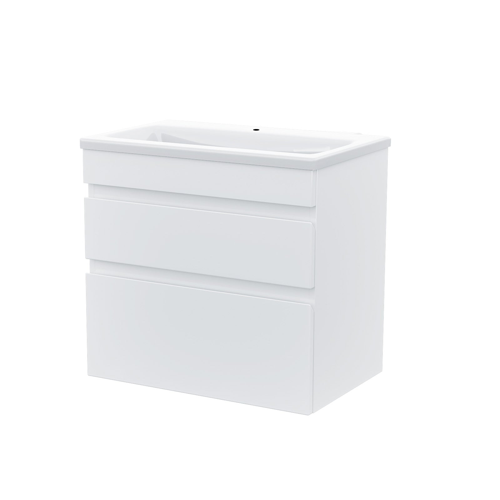 Alaska White 600mm PVC 2 Drawer Wall Hung Vanity Cabinet and Slim Basin Unit