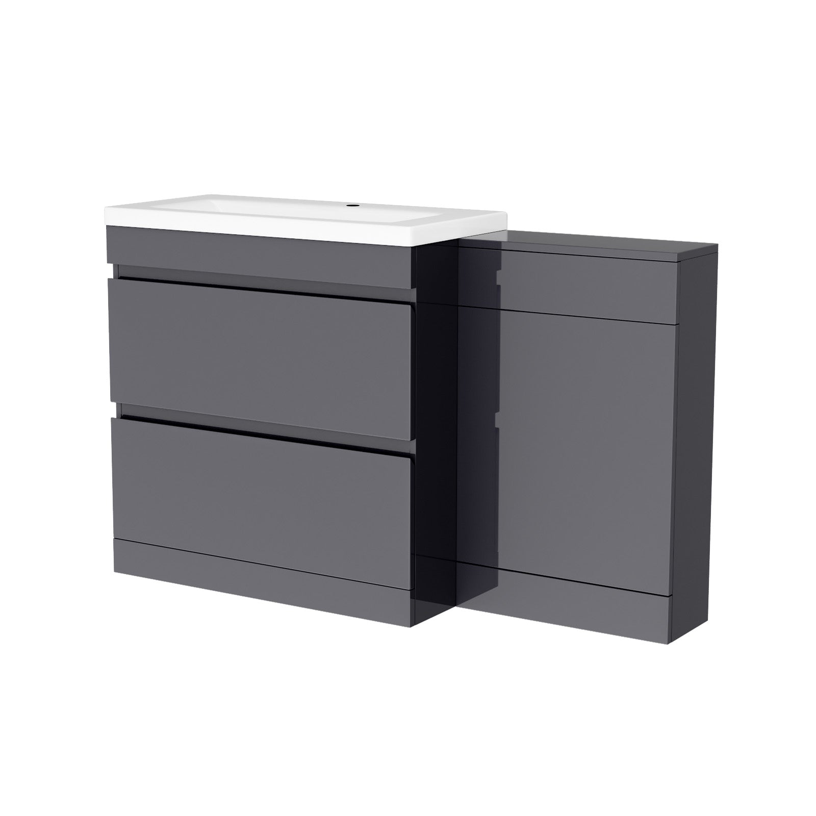 Alaska Dark Grey Freestanding PVC 800mm 2 Drawers Vanity & WC Unit