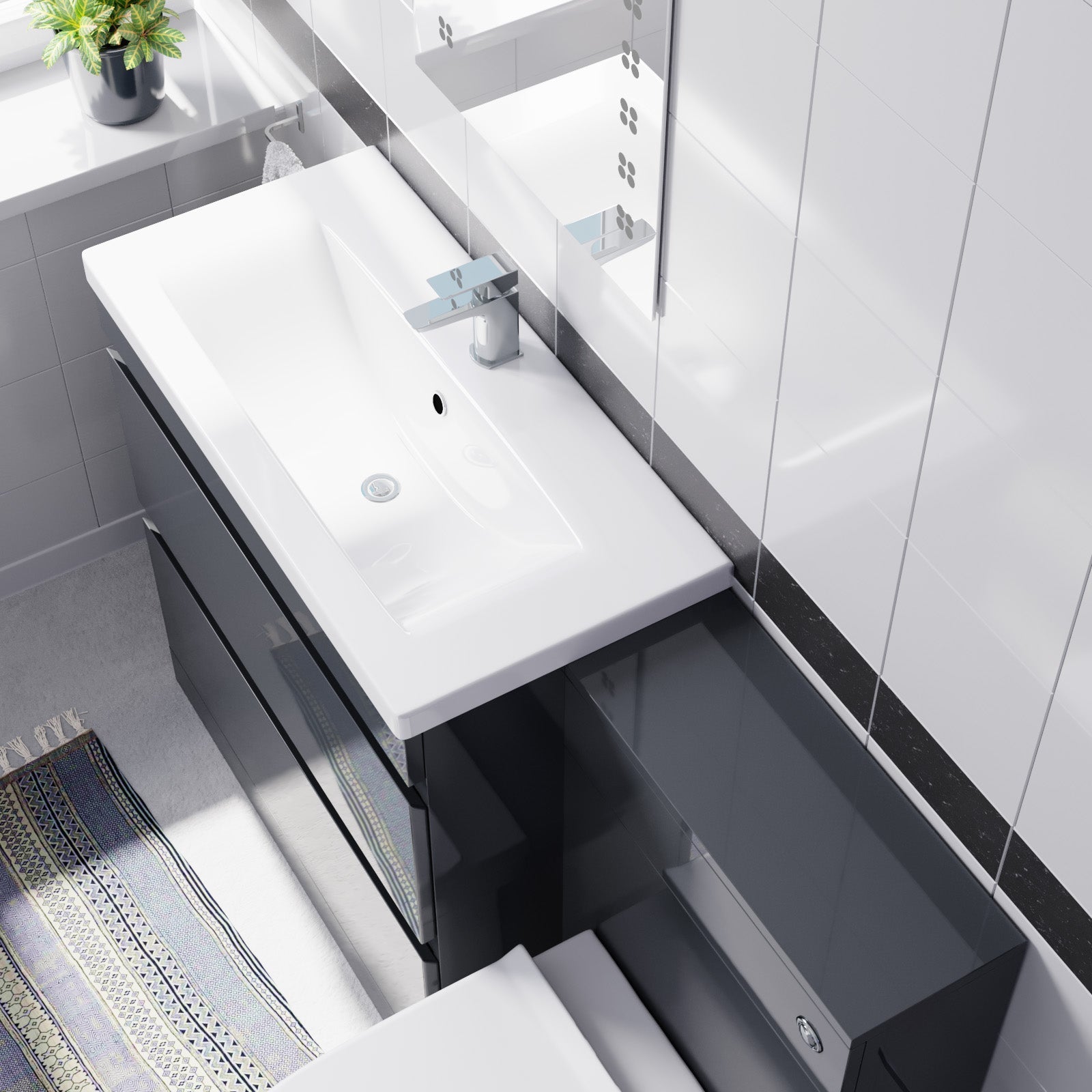 Alaska Dark Grey Freestanding PVC 800mm Drawers Vanity, WC Unit & BTW Toilet