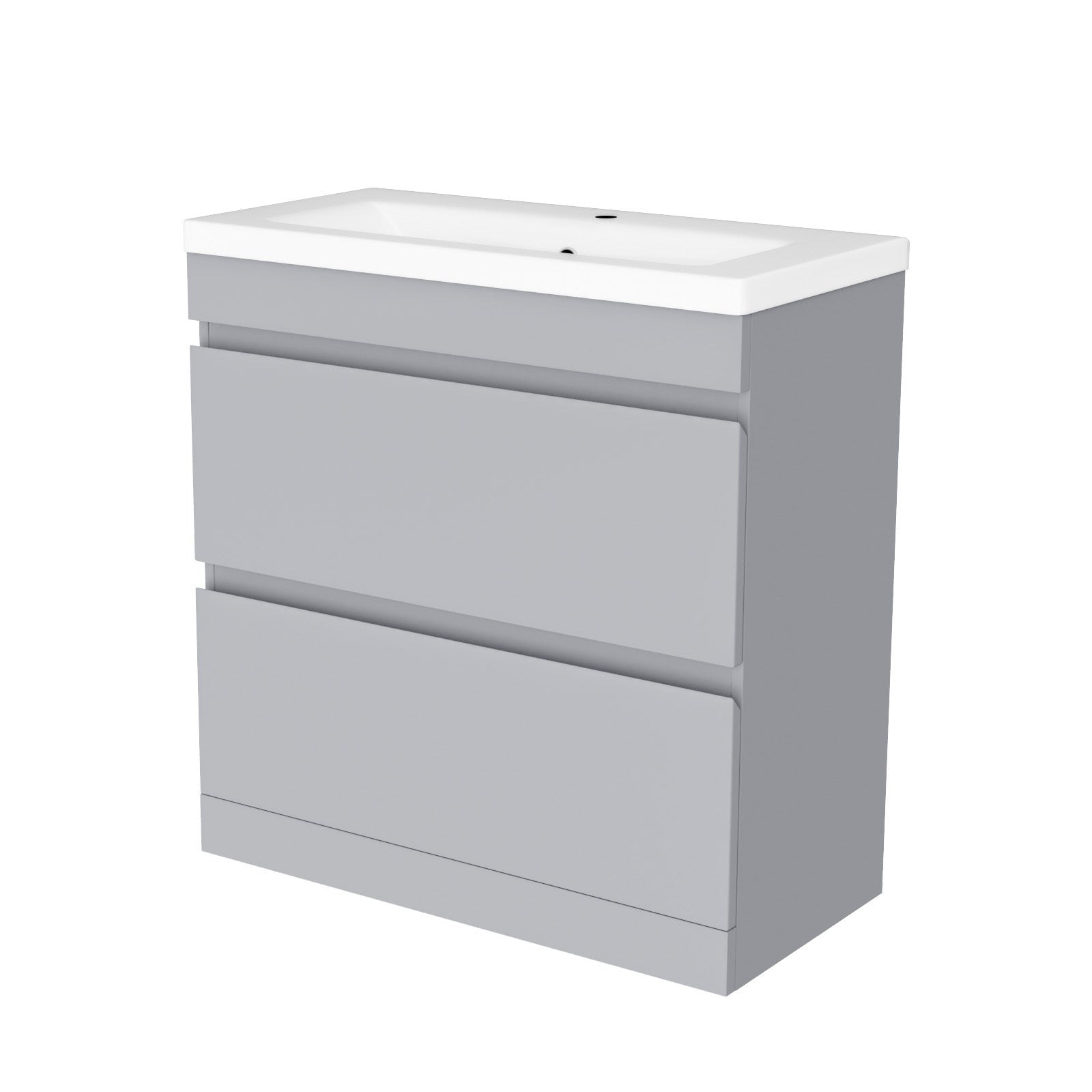Alaska Floorstanding Matte Grey 800mm PVC 2 Drawers Vanity Unit & Basin Sink