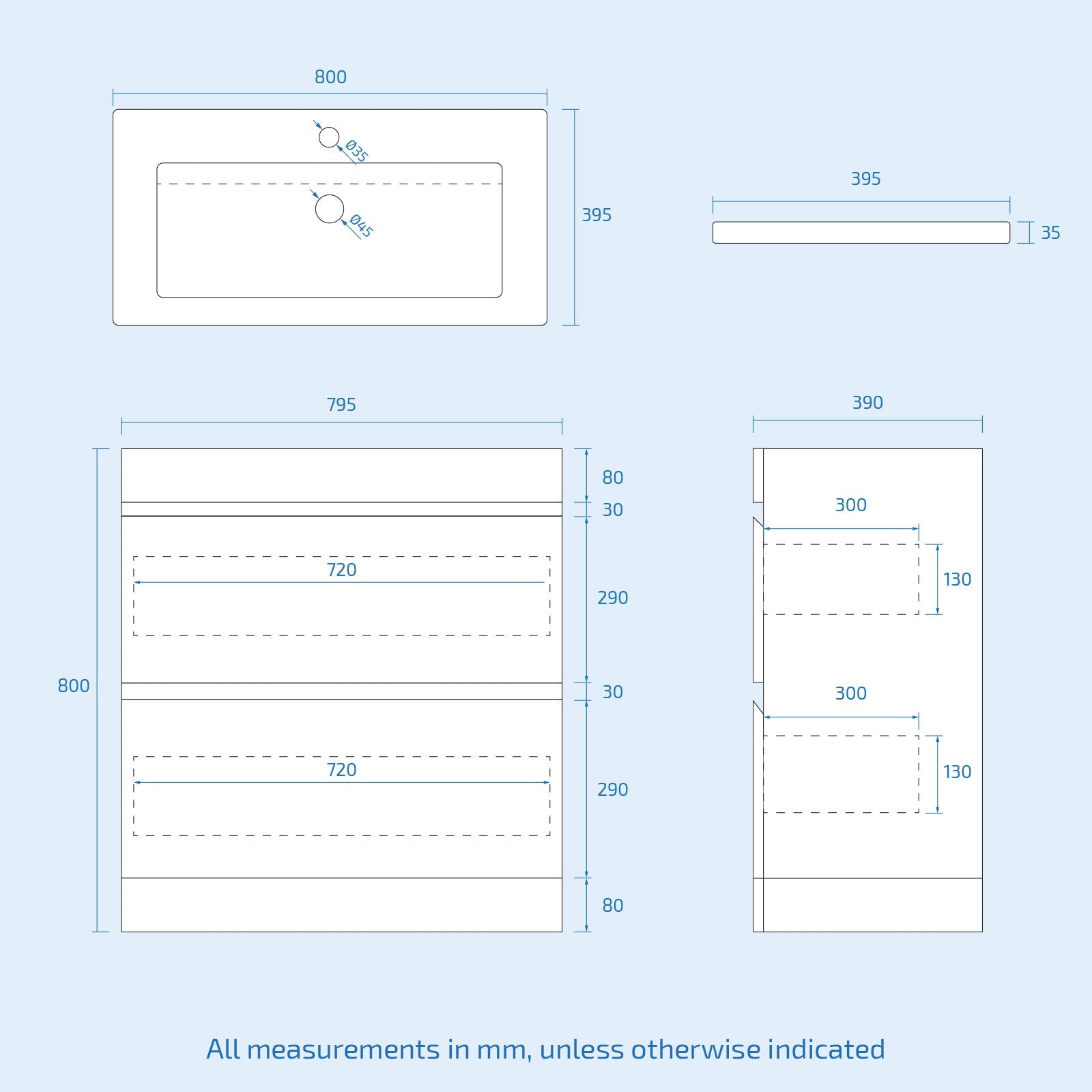 Alaska Dark Grey Freestanding PVC 800mm Drawers Vanity, WC Unit & BTW Toilet