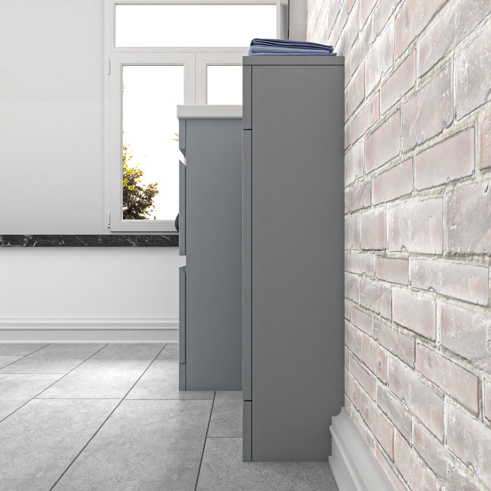 Alaska Matte Grey Freestanding PVC 800mm 2 Drawers Vanity & WC Unit