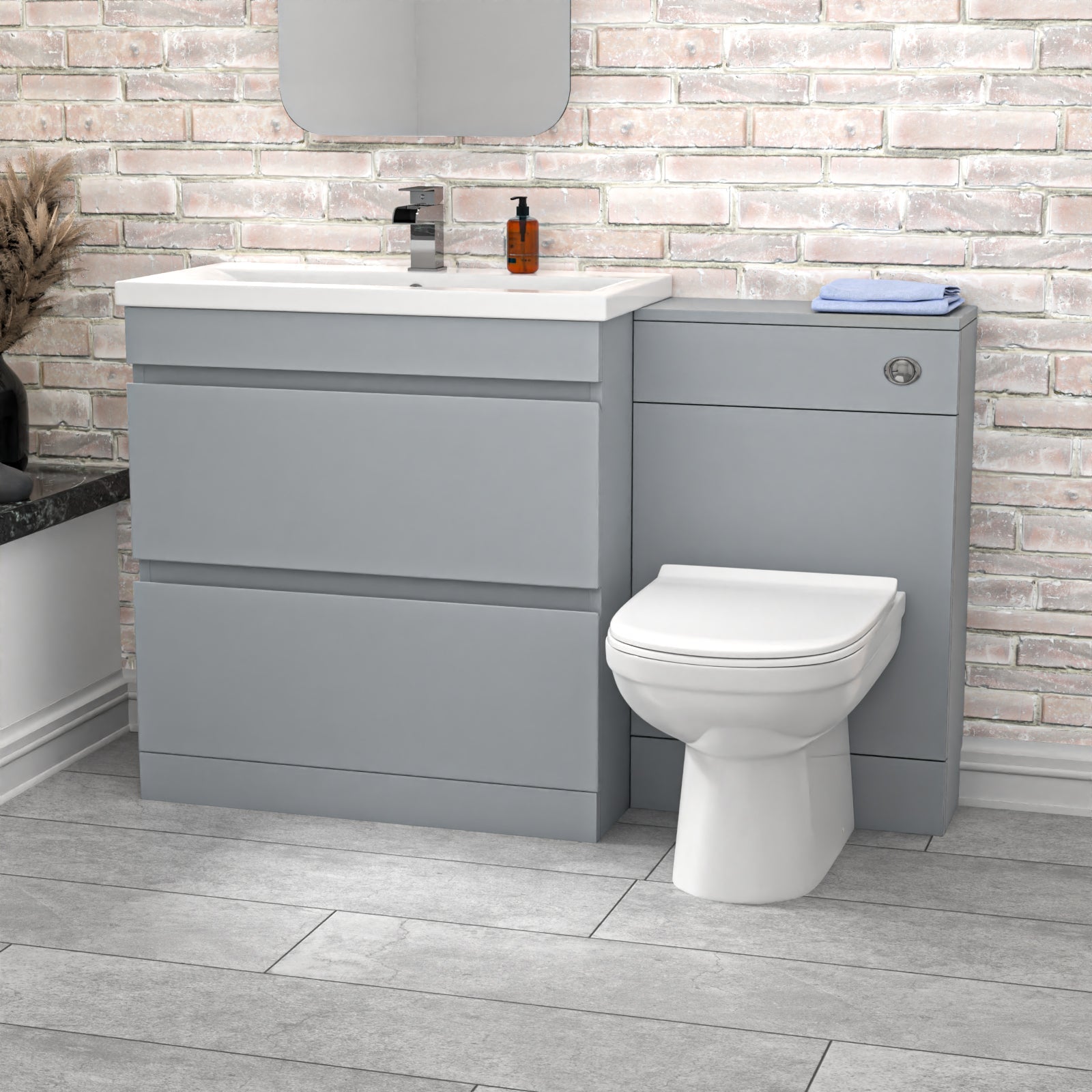 Alaska Matte Grey Freestanding PVC 800mm Drawers Vanity, WC Unit & BTW Toilet