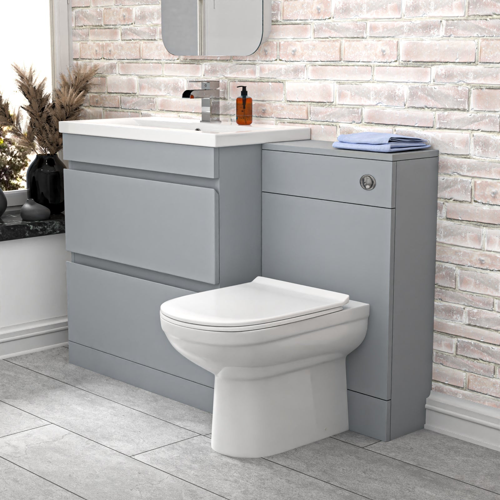 Alaska Matte Grey Freestanding PVC 800mm Drawers Vanity, WC Unit & BTW Toilet