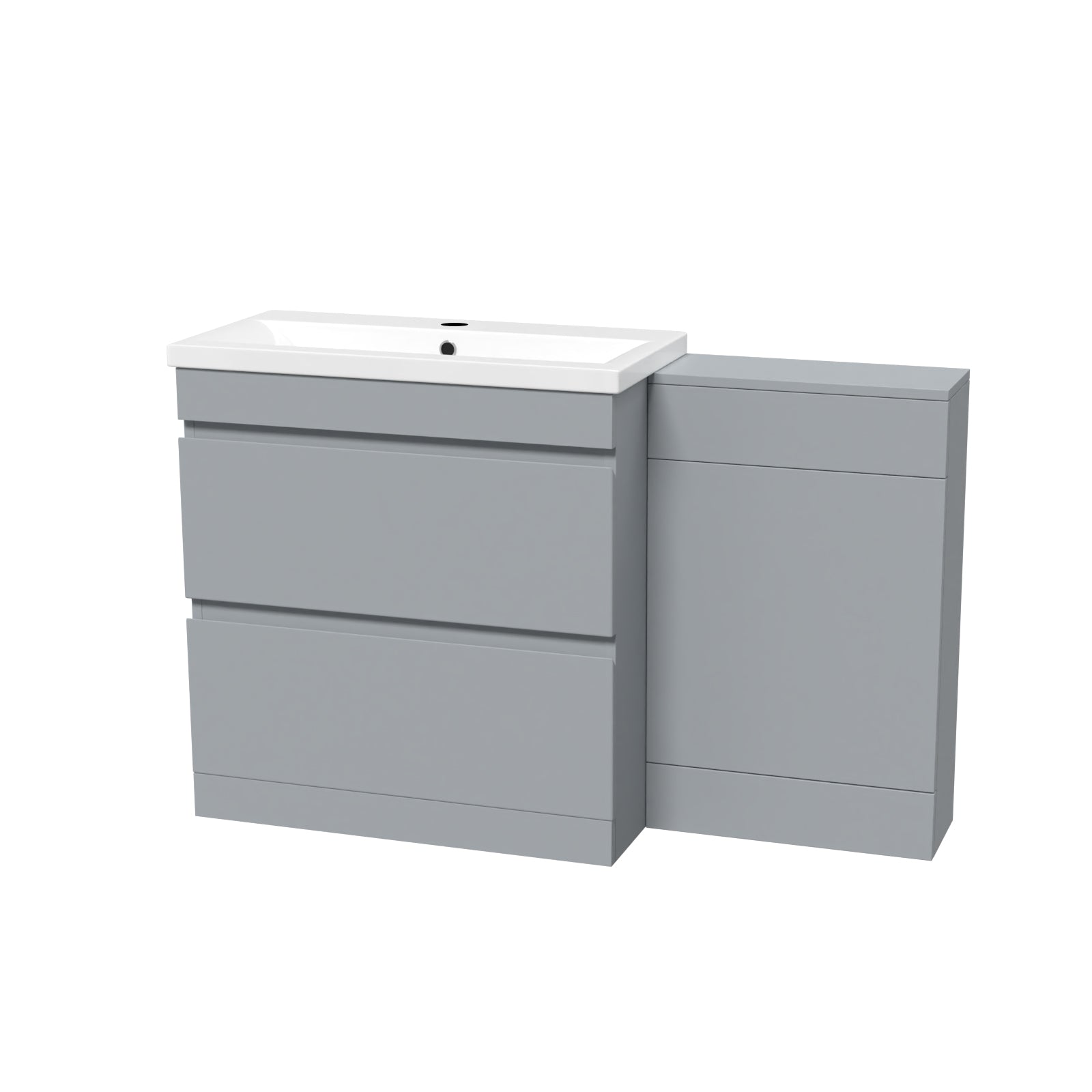 Alaska Matte Grey Freestanding PVC 800mm 2 Drawers Vanity & WC Unit