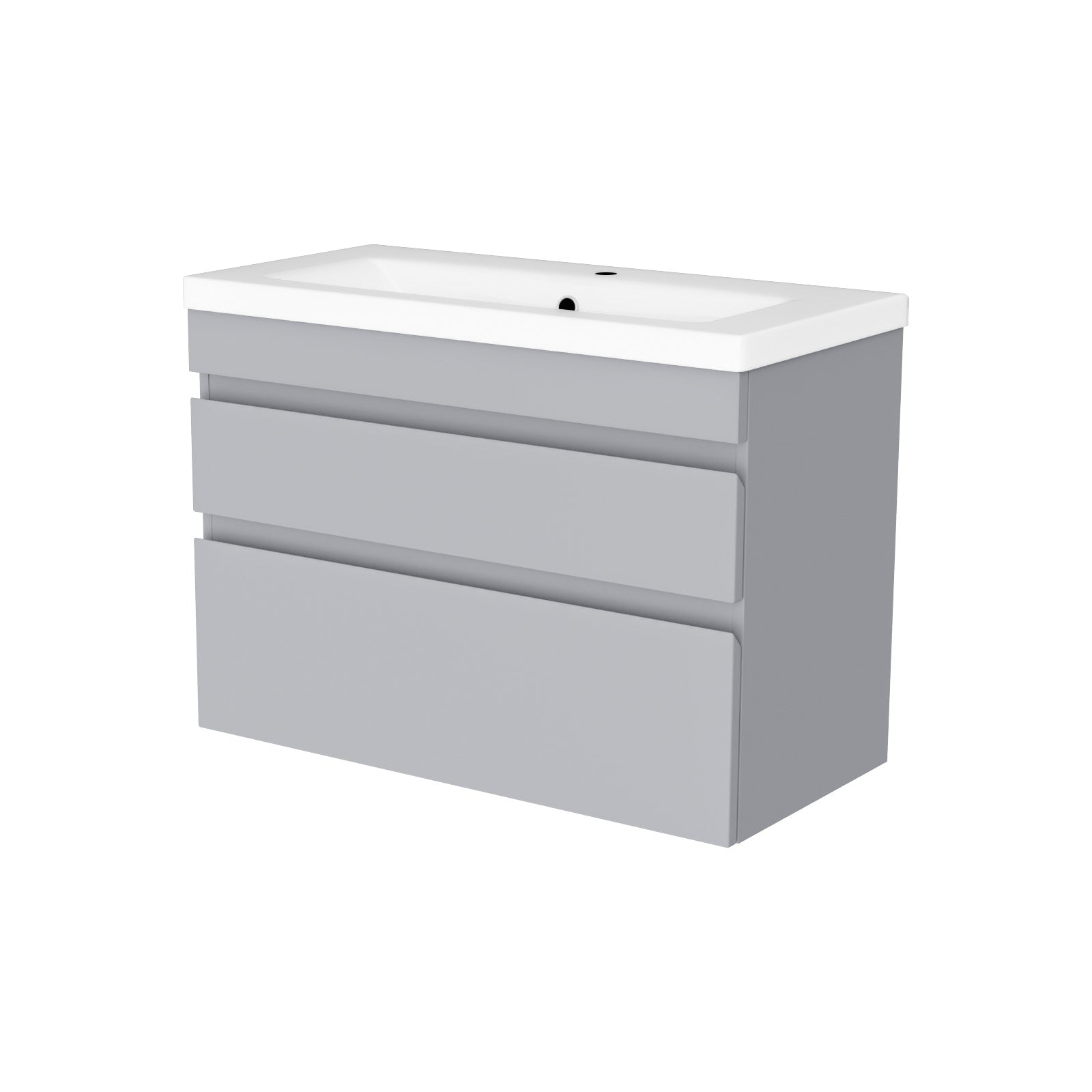 Alaska Wall Hung Matte Grey 800mm PVC 2 Drawers Vanity Unit & Basin Sink