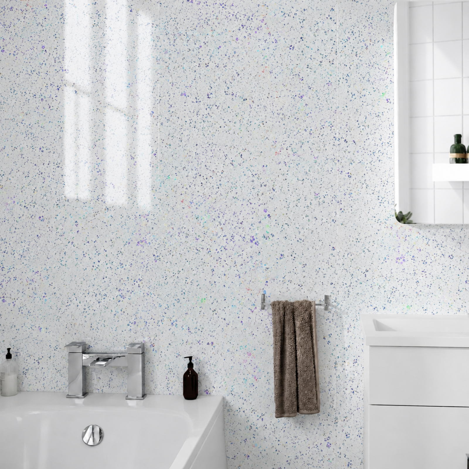 Platinum White Sparkle PVC Shower Wall Panel 1000mm x 2400mm x 10mm