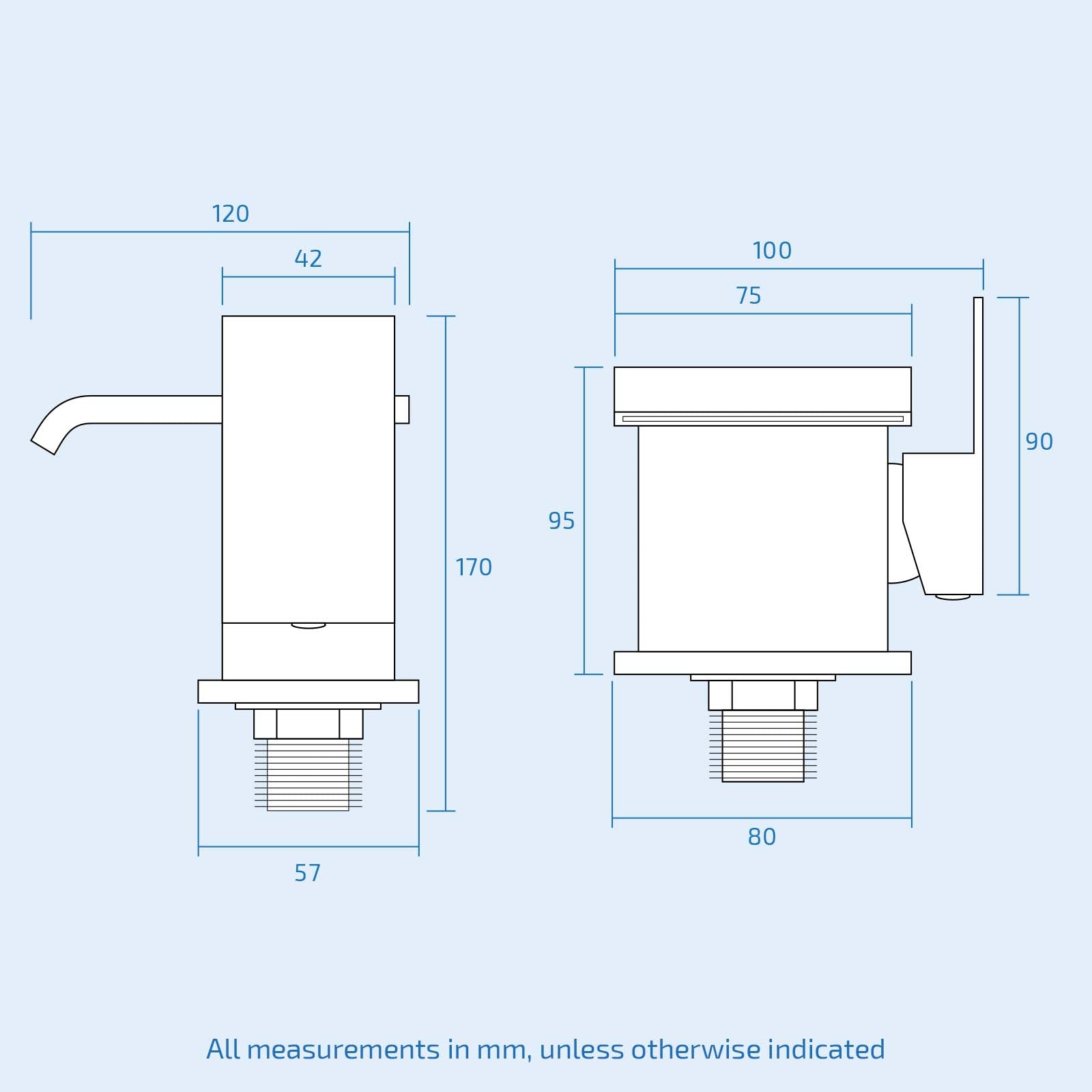 Devon Square Chrome Bath Waterfall Basin Mixer Tap