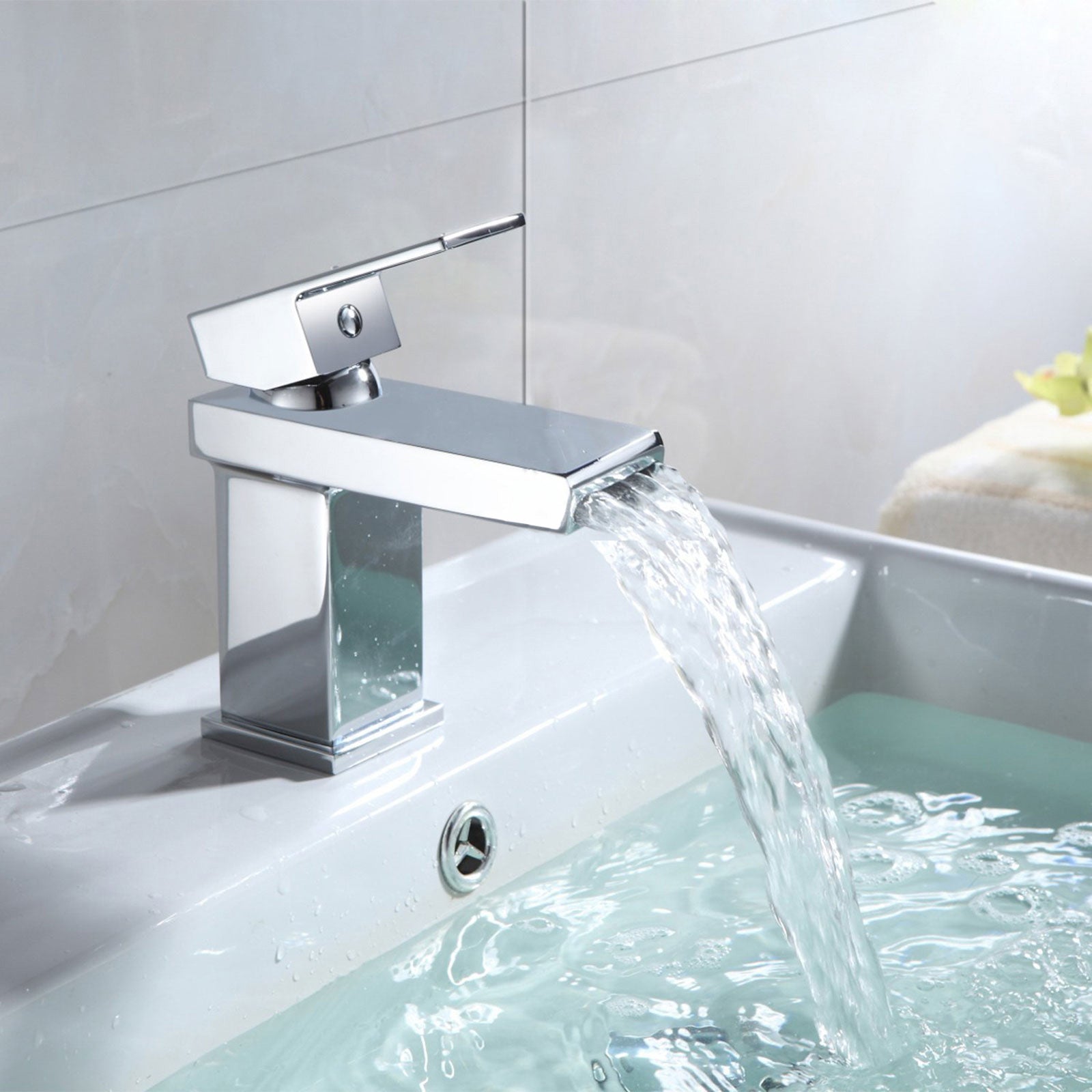 Saturn Basin Sink Square Waterfall Mono Mixer Tap