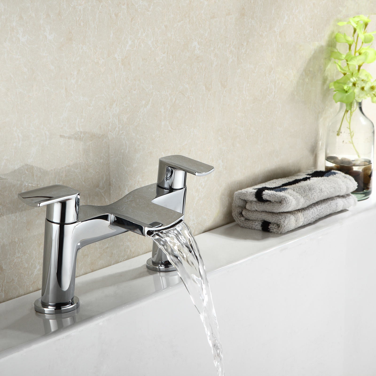 Centa Modern Deck Mounted Waterfall Bath Filler Mixer Tap