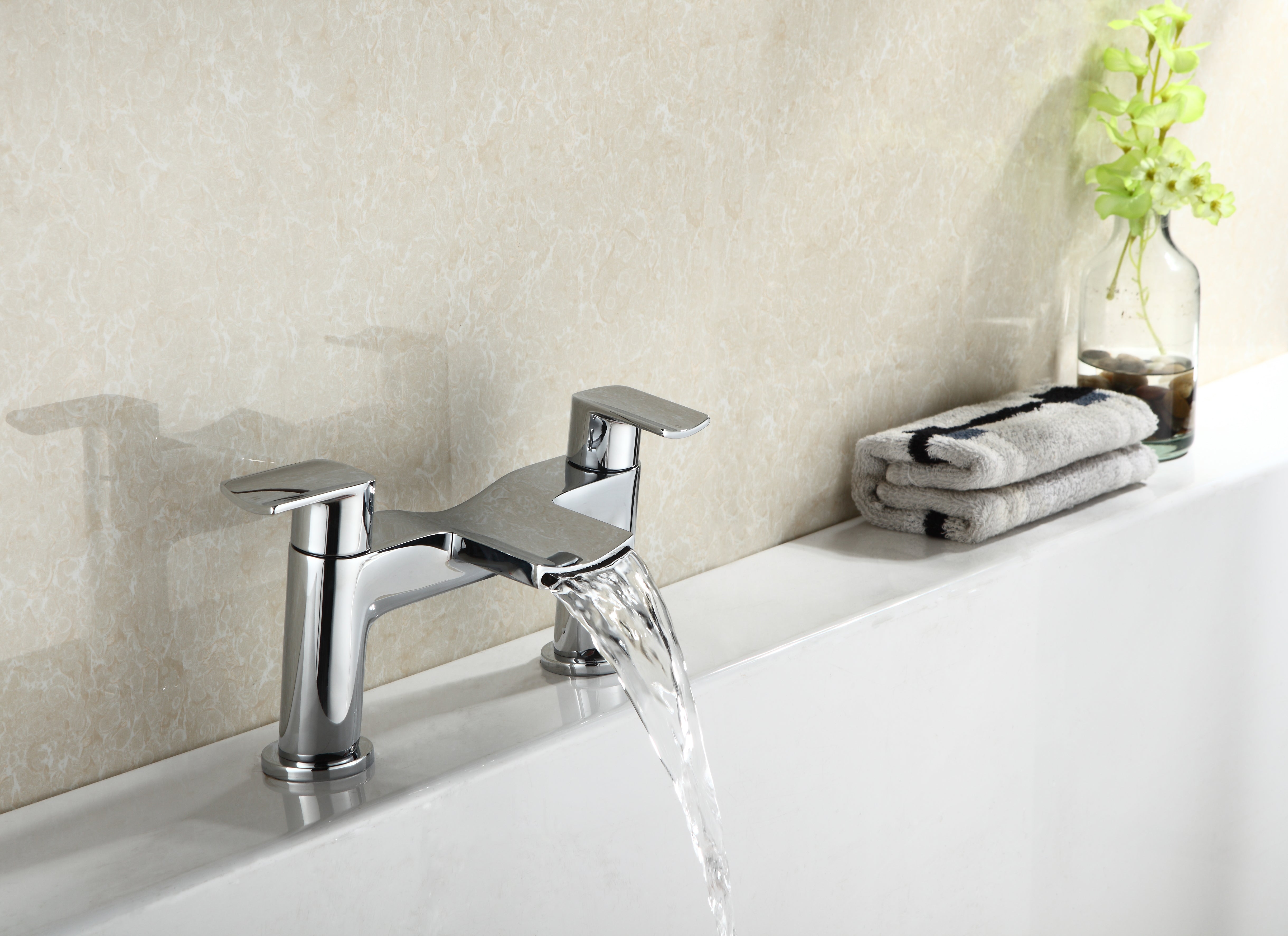Centa Modern Waterfall Basin Single Lever Mixer Tap & Bath Filler Tap
