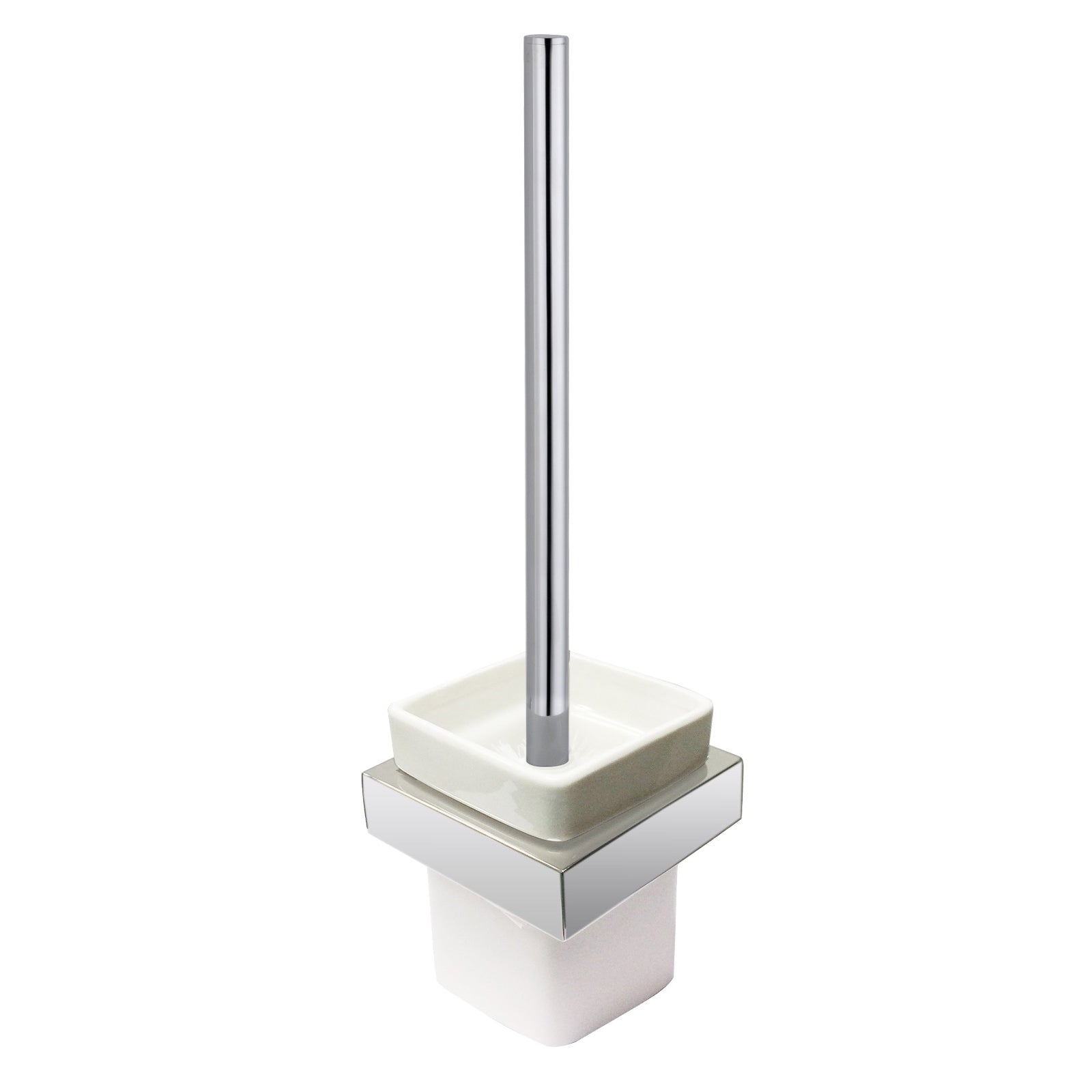 Chrome Square Brass Toilet Brush and Holder