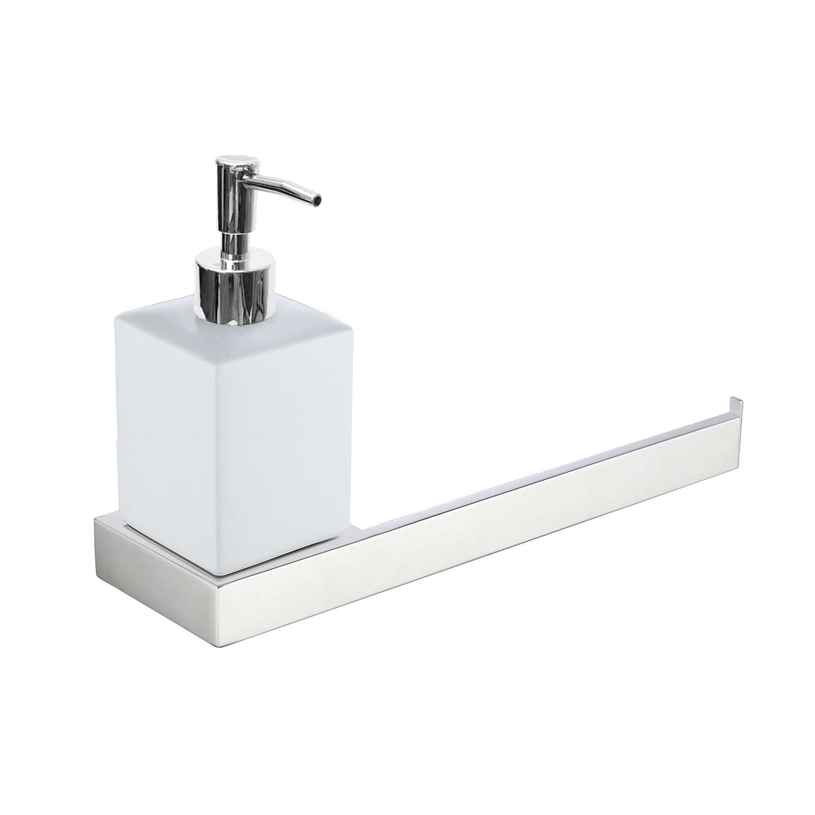 Chrome Towel Bar with Soap Dispenser