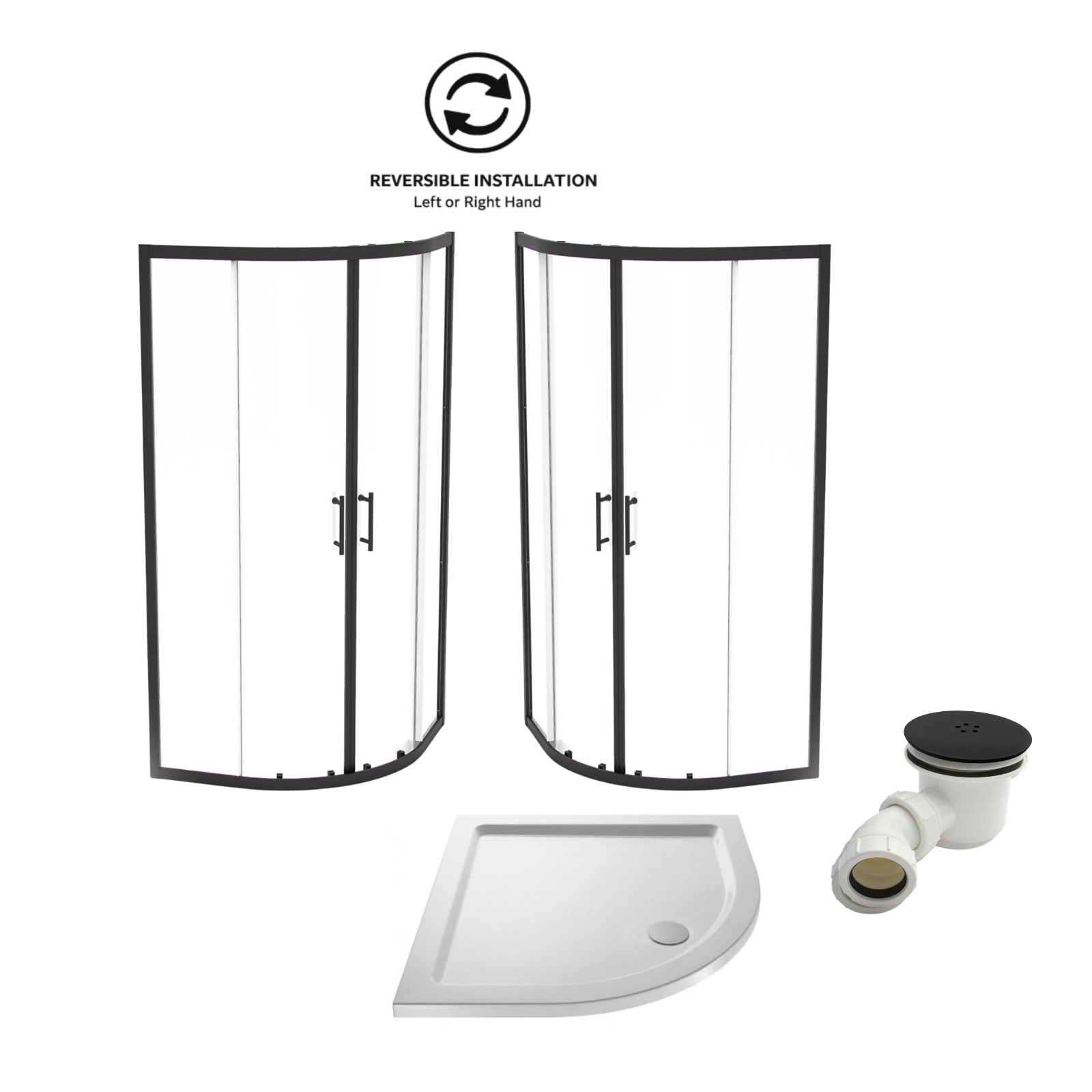 Quadrant shower enclosure set slate grey tray image  # Tray Options_White Tray