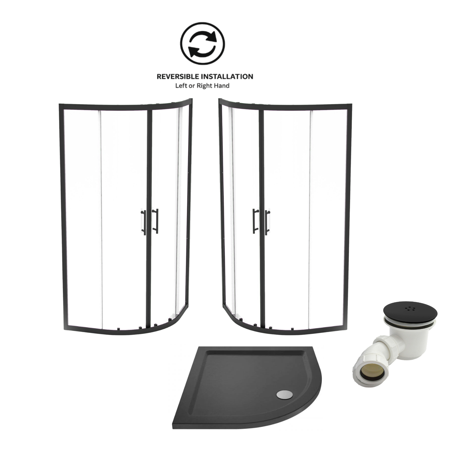 Quadrant shower enclosure set slate grey tray image  # Tray Options_Slate Grey Tray